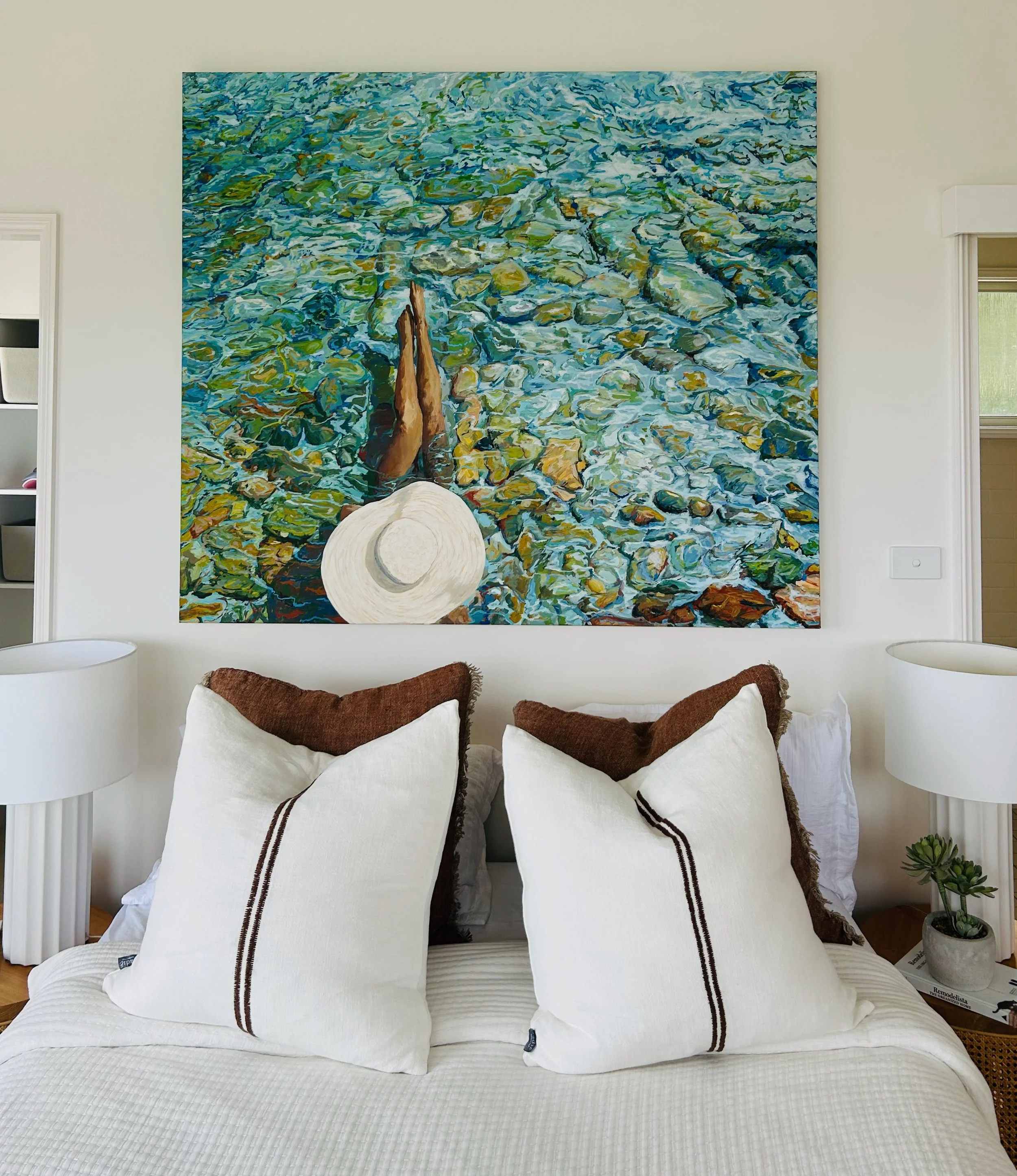 Work 275:   White Hat in the Shallows.  2025.   130 x 150 cms.