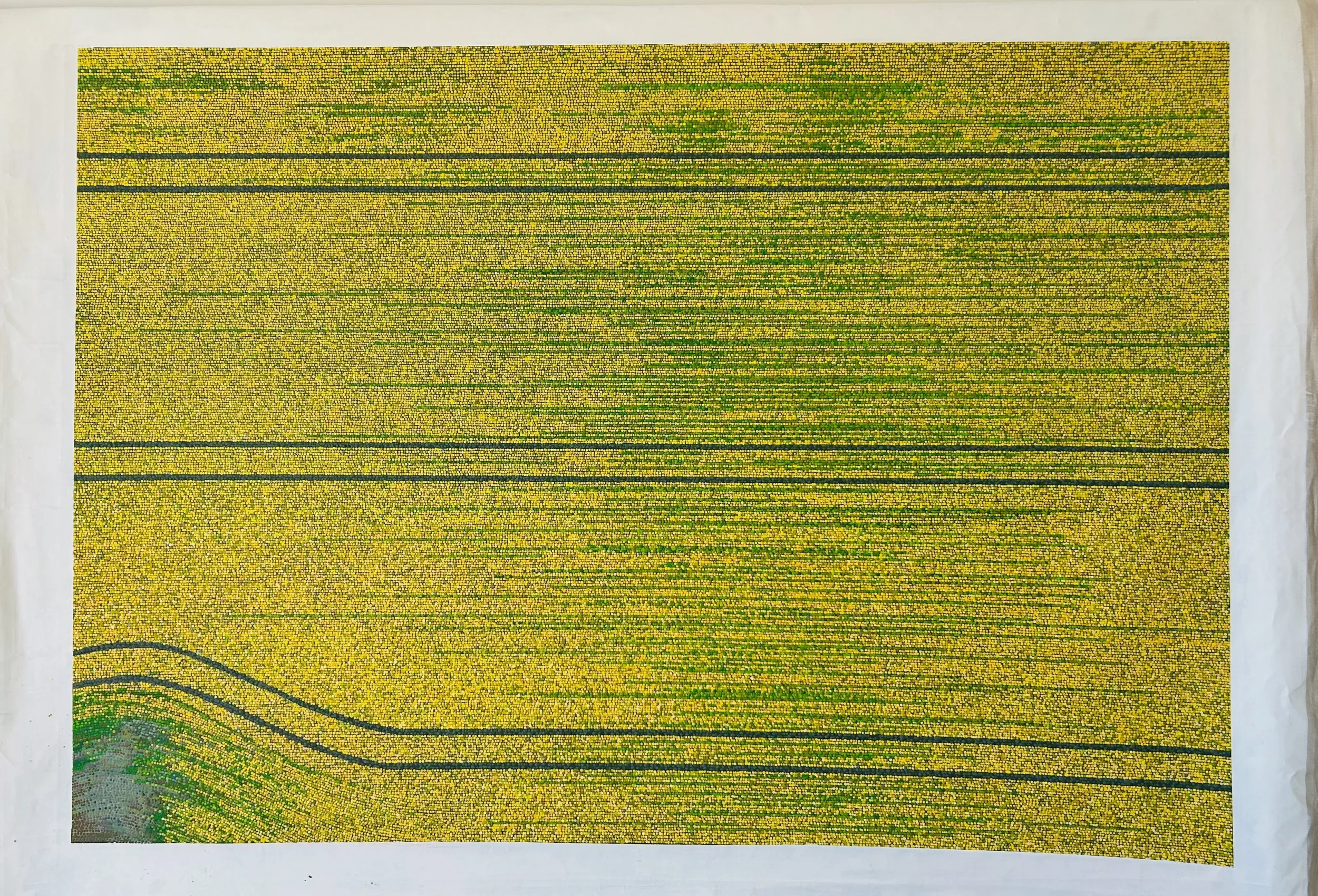 Work 267:  Tractor Tracks. 2025.   129 x 187 cms.