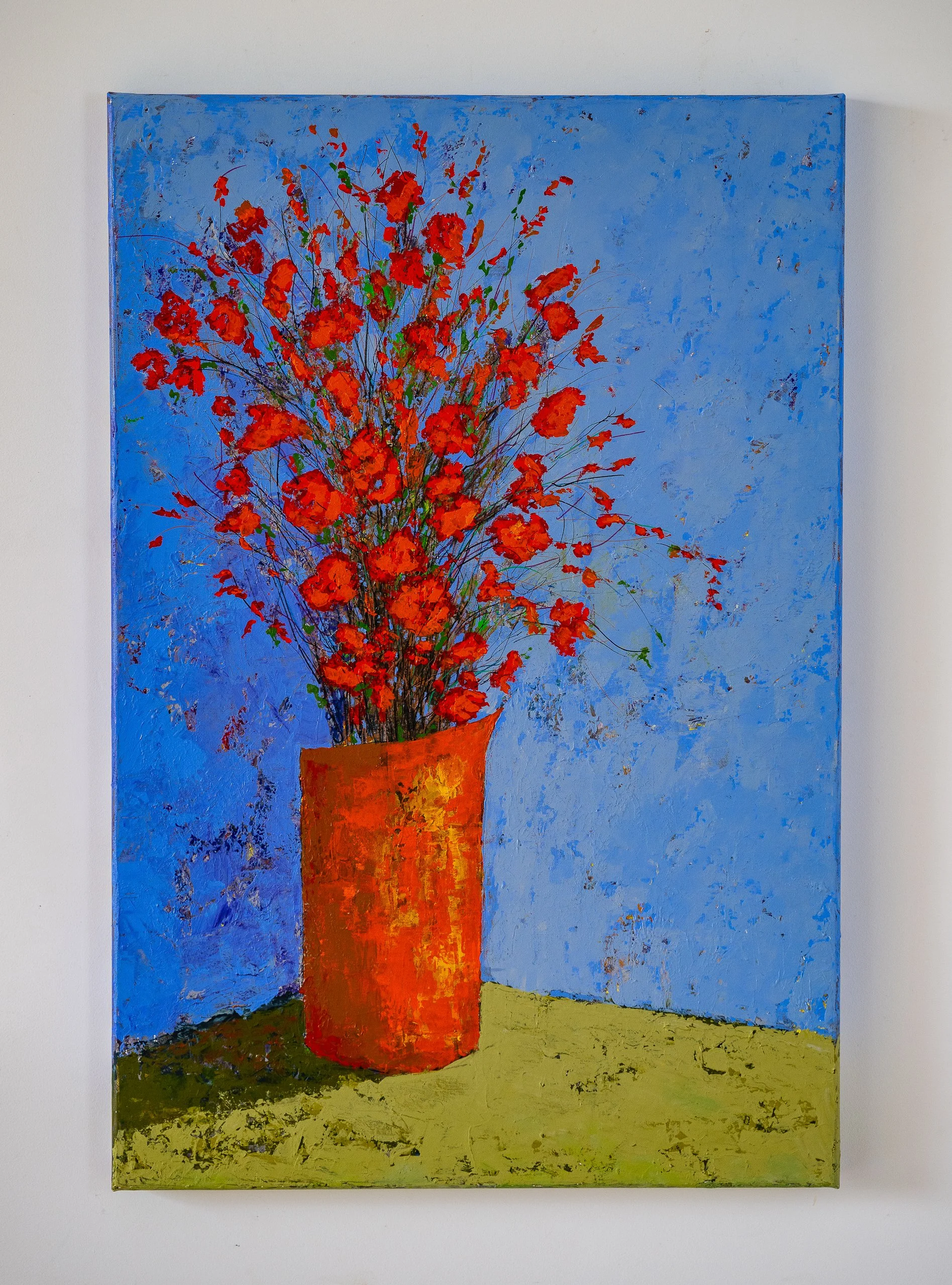 Work 241:  Orange Vase.  2024.   90 x 60 cms.