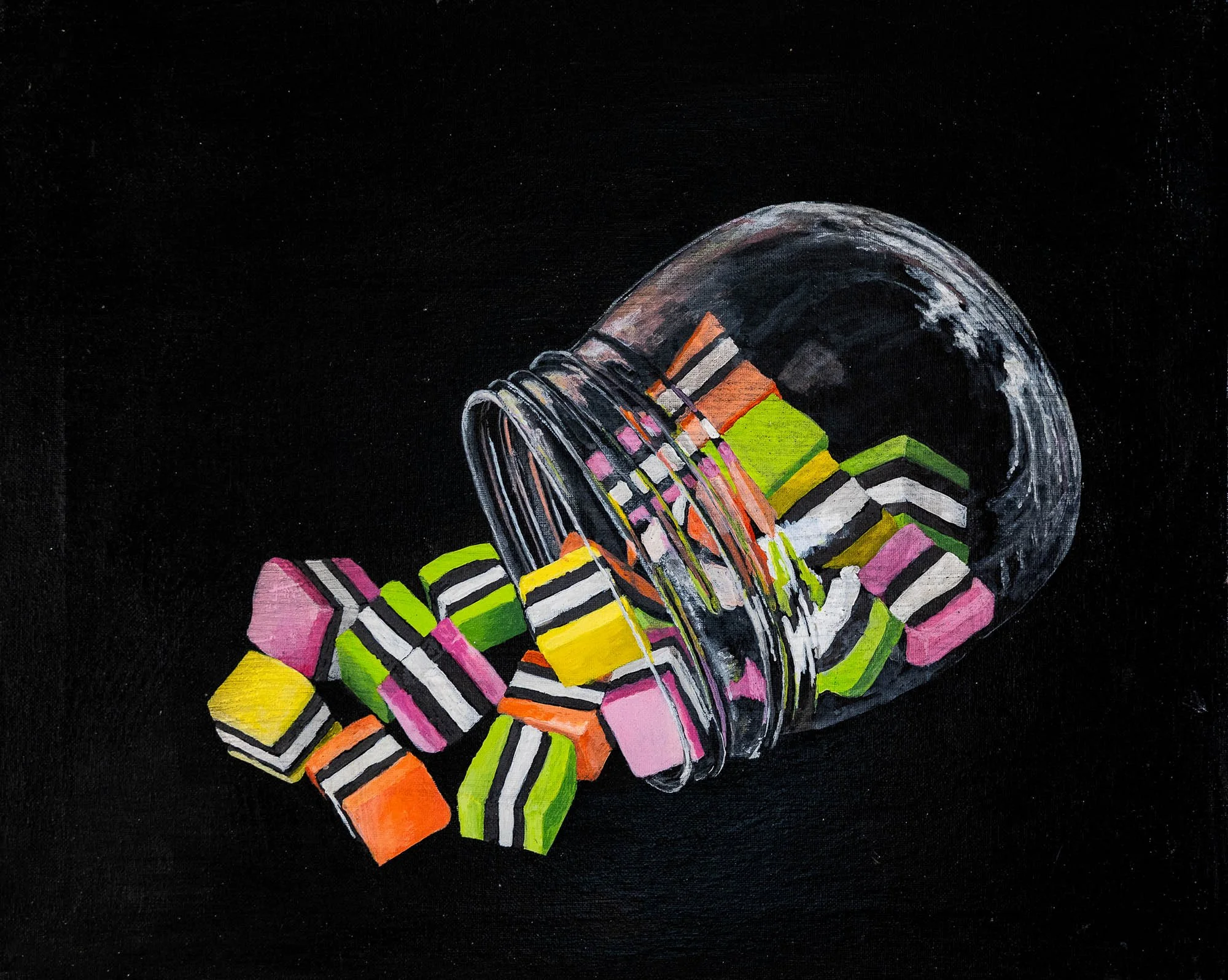 Work 181:  Liquorice Allsorts
2020
acrylic on canvas
40 x 51 cms