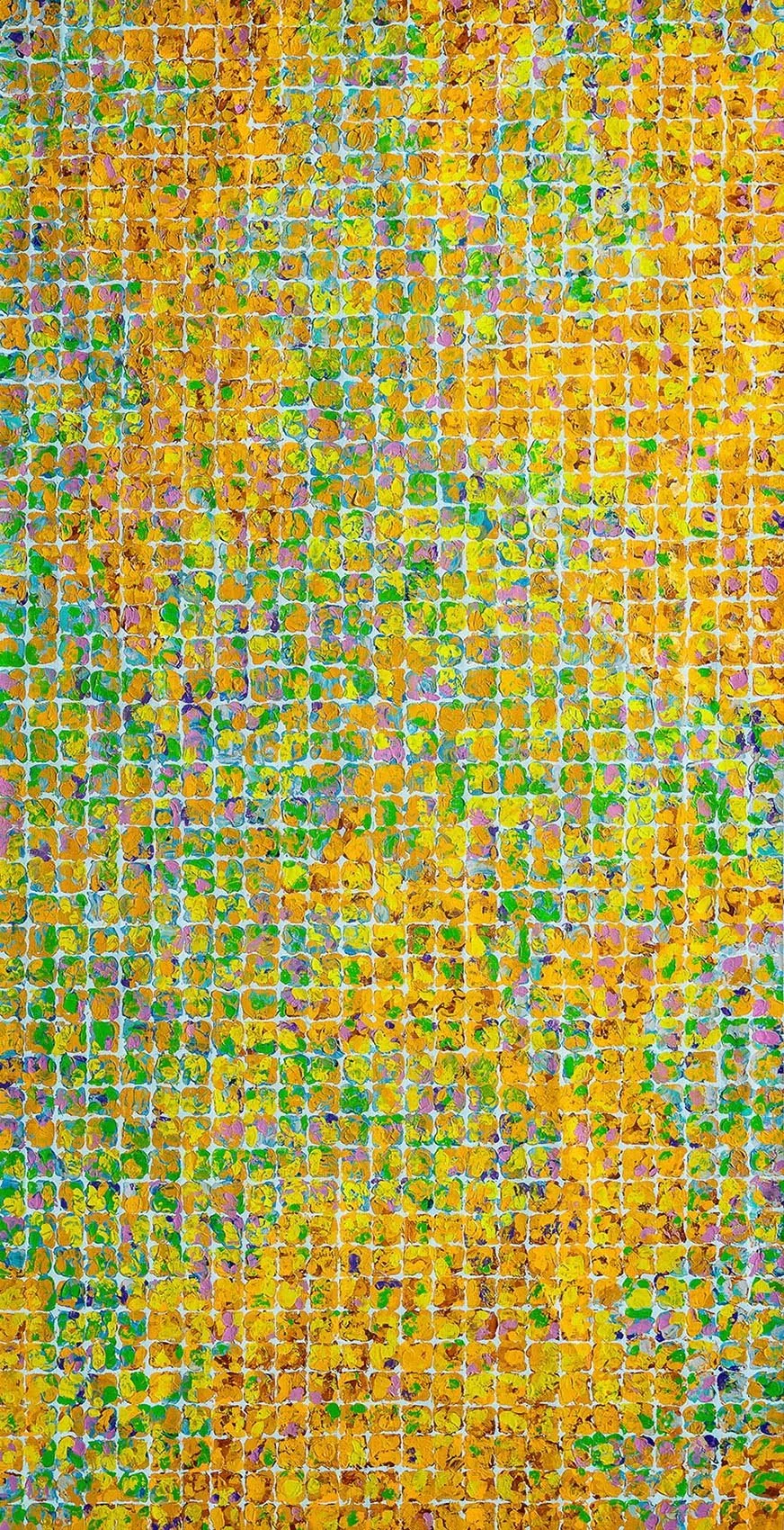Work 216:  Squares in Yellow and Blue
2023
acrylic on canvas
178 x 98 cms