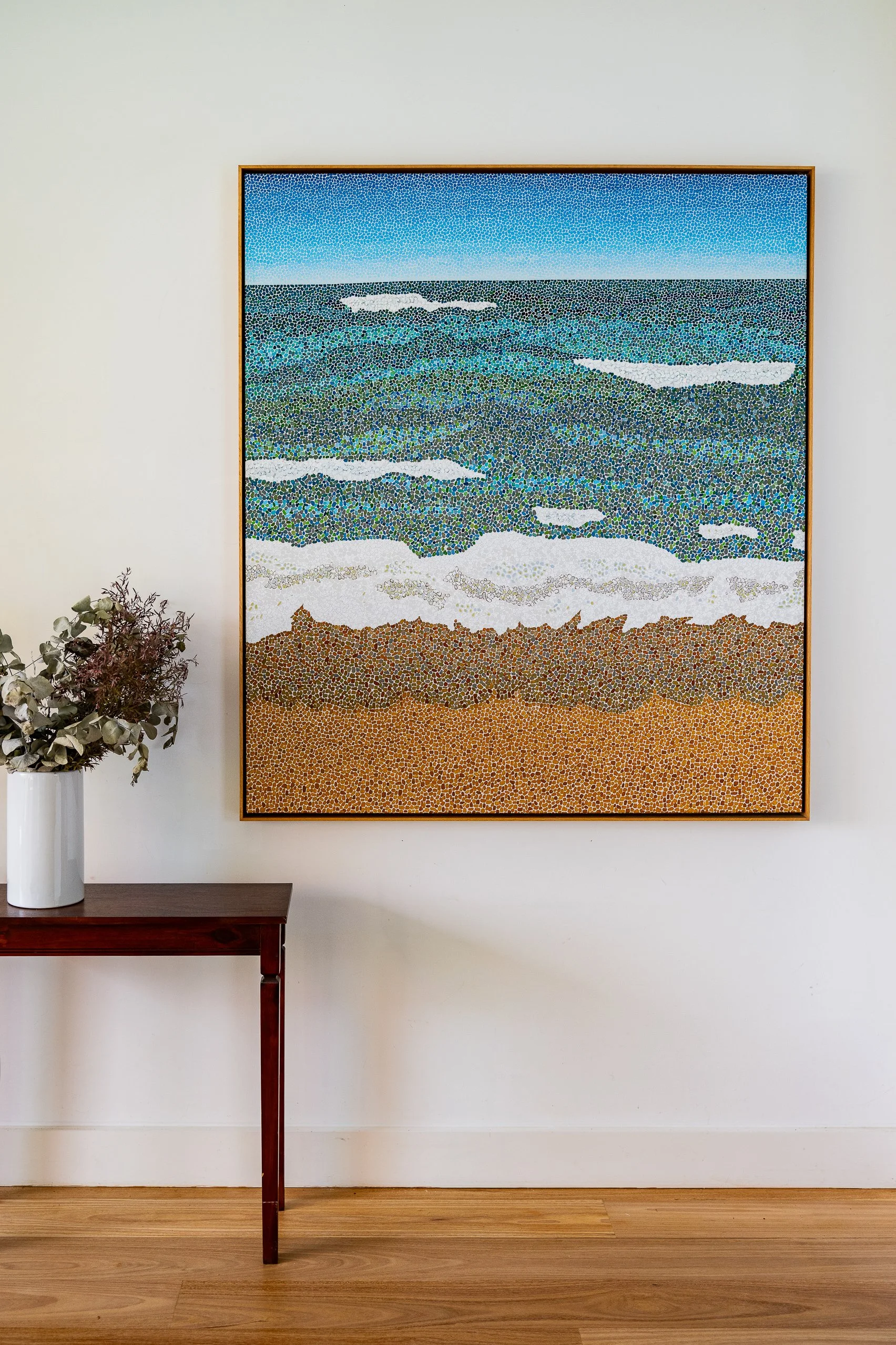 Work 20:  Waves Arriving. 2016.   153 x 133 cms.