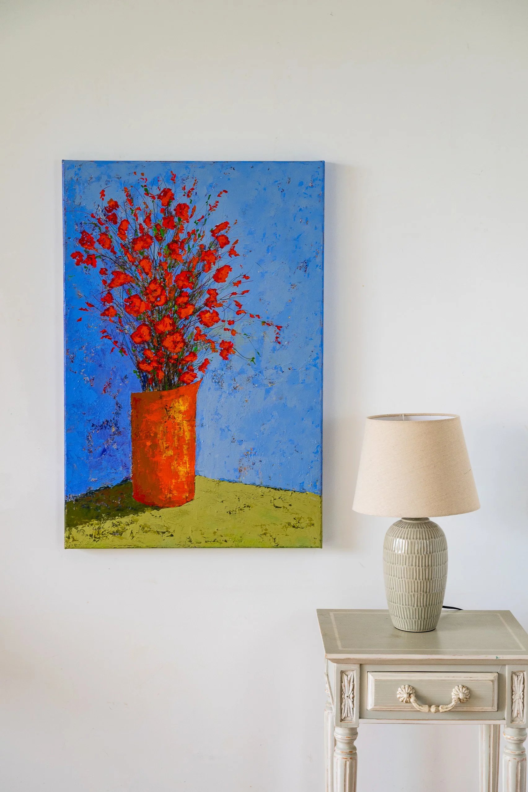 Work 241:  Orange Vase.  2024.   90 x 60 cms.