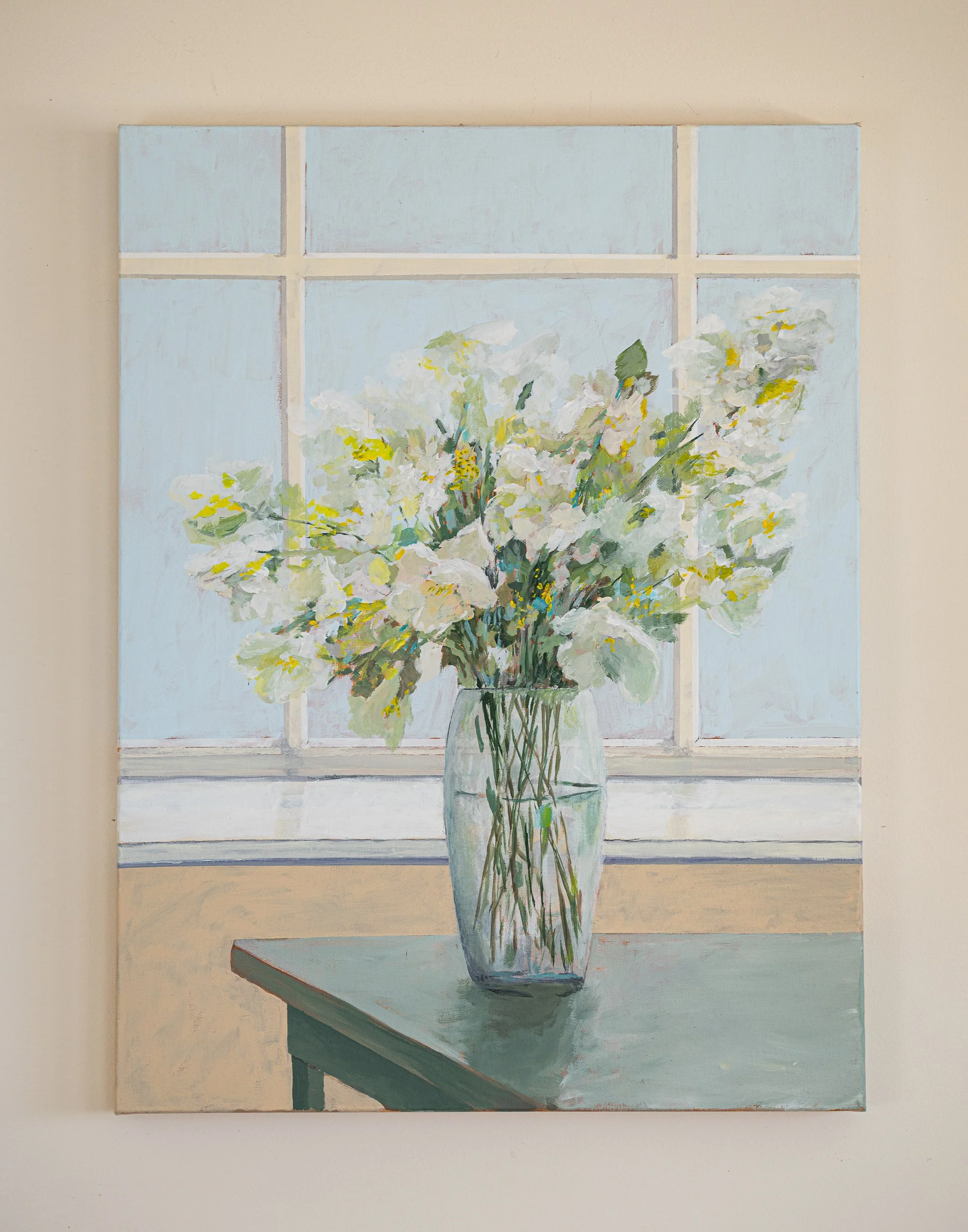 Work 171:  Camelia on Green Table.  2020.   46 x 35 cms.