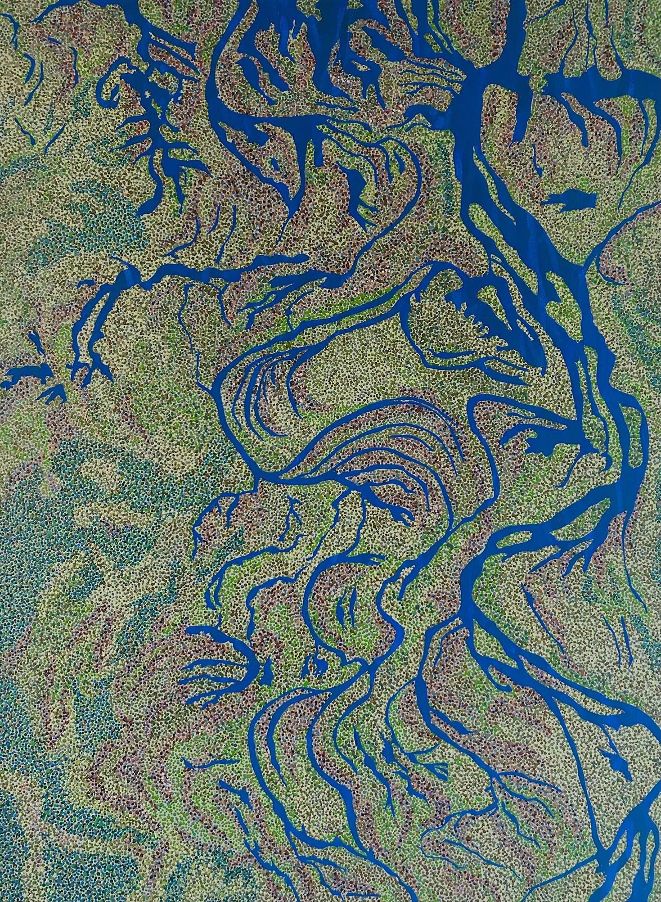 Work 254:  River Delta 1
2025
acrylic on canvas
122 x 91 cms