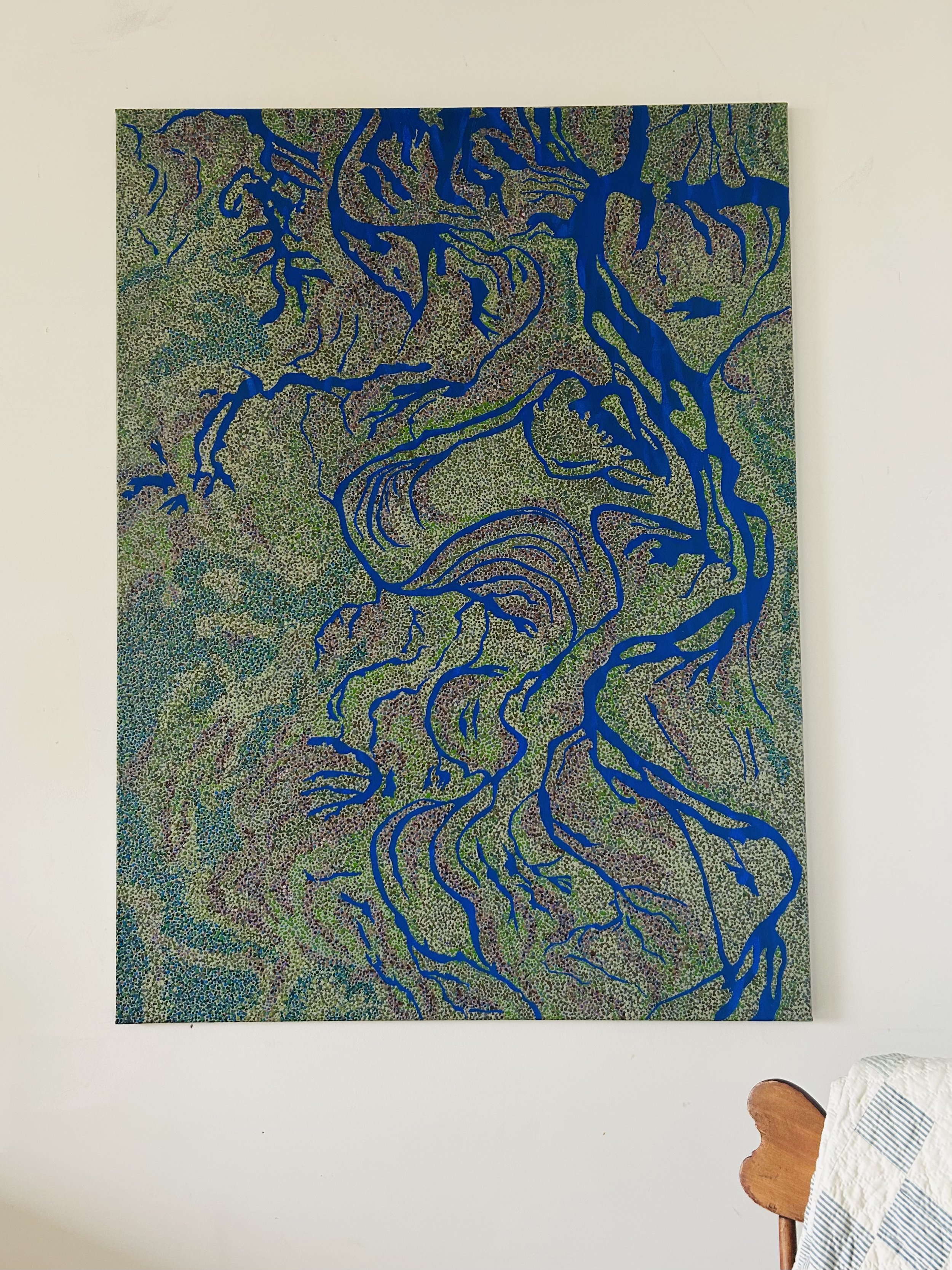 Work 254:  River Delta 1.  2025.   122 x 91 cms.