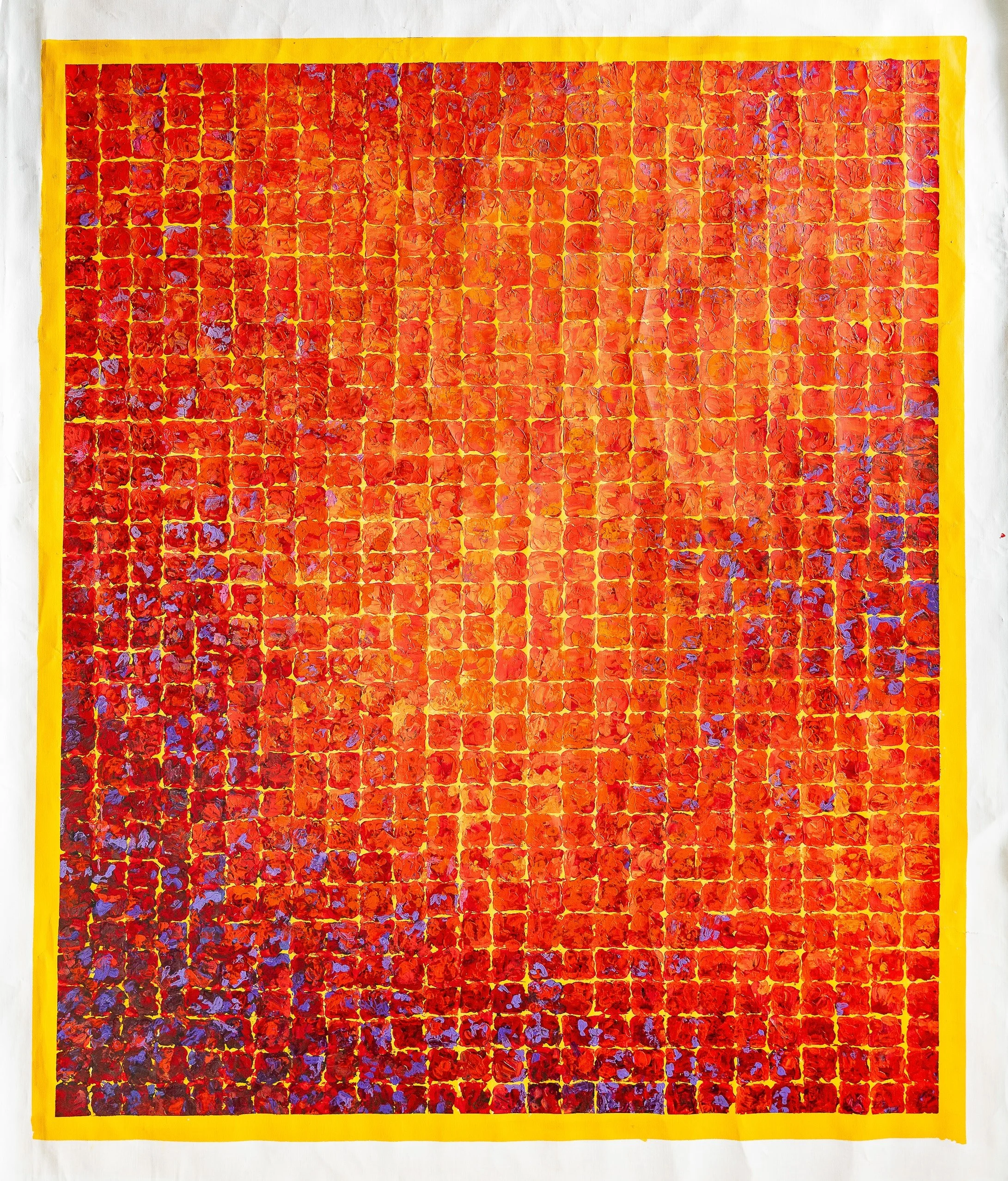 Work 212:  Squares in Red.  2023.   171 x 137 cms.