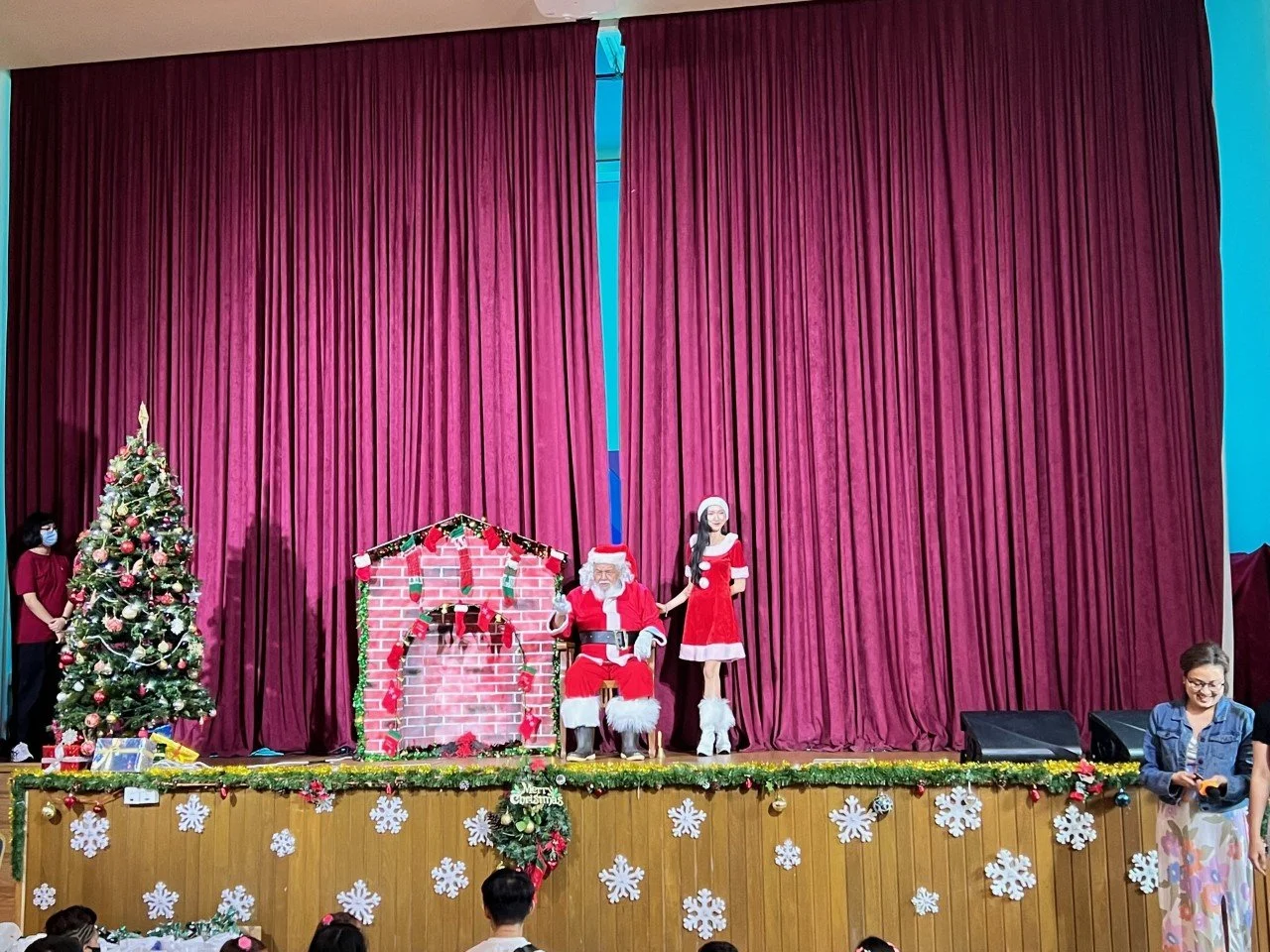 Santa all set to give out gifts to excited boys and girls at the Children's Christmas Treat.