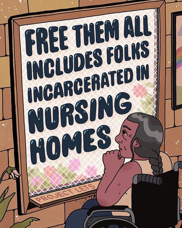 Illustration by @art_twink for @projectlets .

#FreeThemAll includes folks incarcerated in psychiatric facilities and nursing homes. Abolition of our institutions must not leave behind our Disabled, our mad, our sick, our elderly community members &m