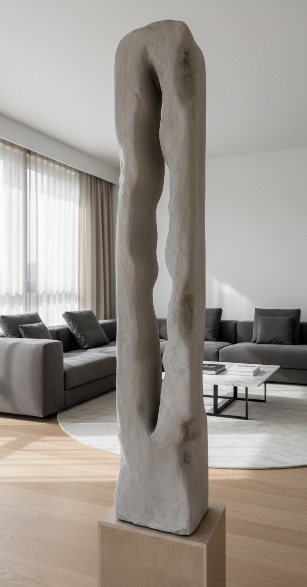 Colección Vestigio. MarcelaOnce. Escultura moderna de cemento en forma de figura humana. Artista de prestigio. 