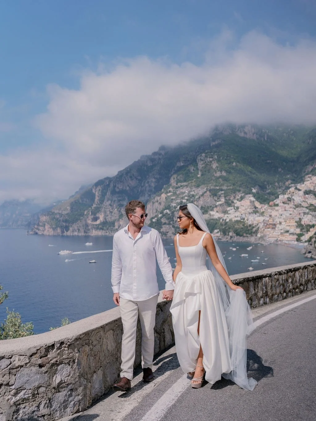 Gorgeous morning with L &amp; M in Positano for their prewedding photoshoot, starting off with a beautiful dress from @_aje_ along the cliff side with a view of the coastline! 
Makeup: @vildanaeva 
Photo &amp; Video: @lorenetheodora and team 
.
.
.
#