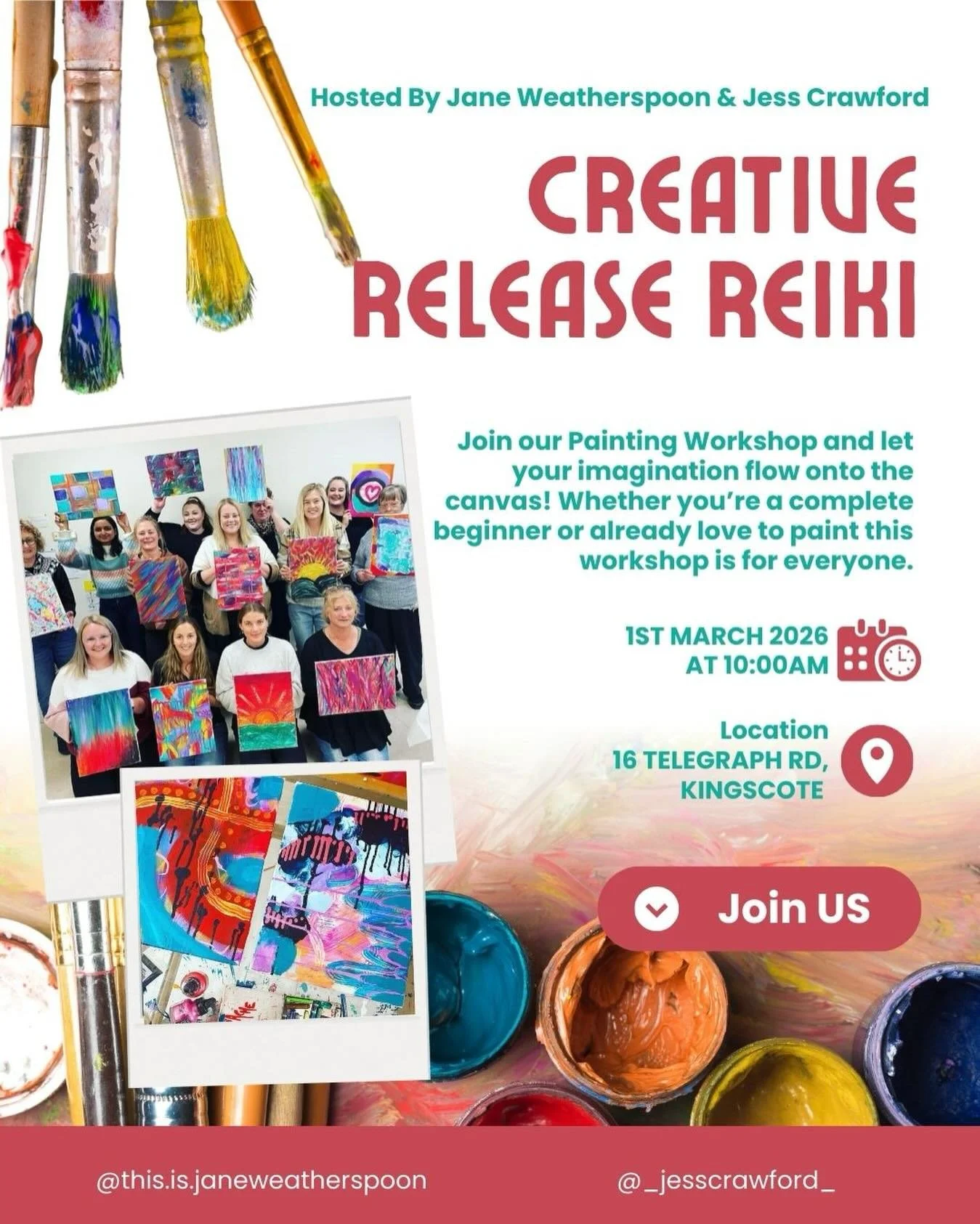 Join us next weekend for a fun morning of painting and creative expression. 

No experience necessary.
Morning tea &amp; all materials supplied.

Secure your spot via booking link in my bio 👆🏼