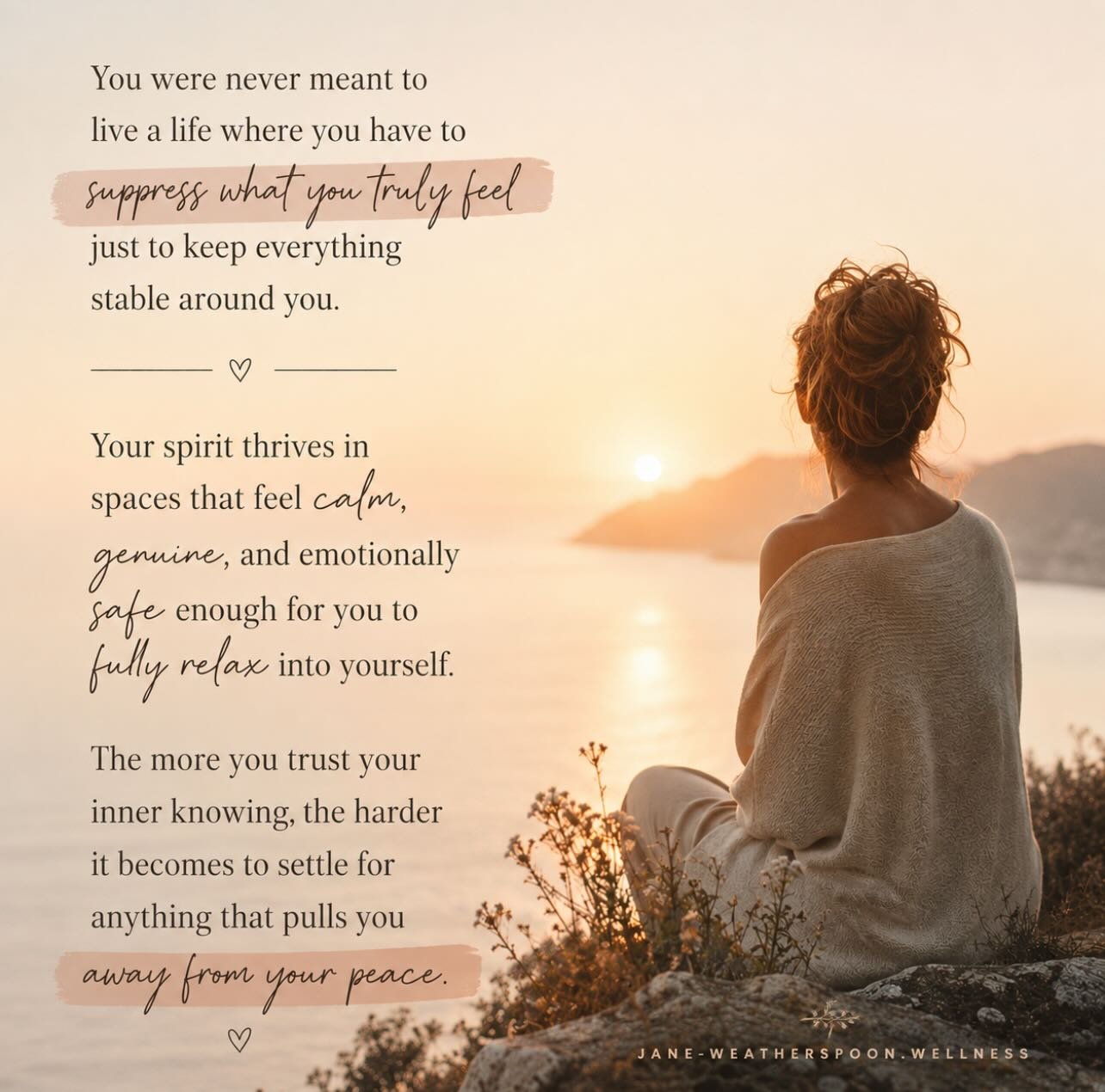 There comes a point in your life where your body, heart, and spirit become tired of abandoning yourself just to keep everything around you comfortable.

I see this so often in sessions, women suppressing what they truly feel, what they truly want, an
