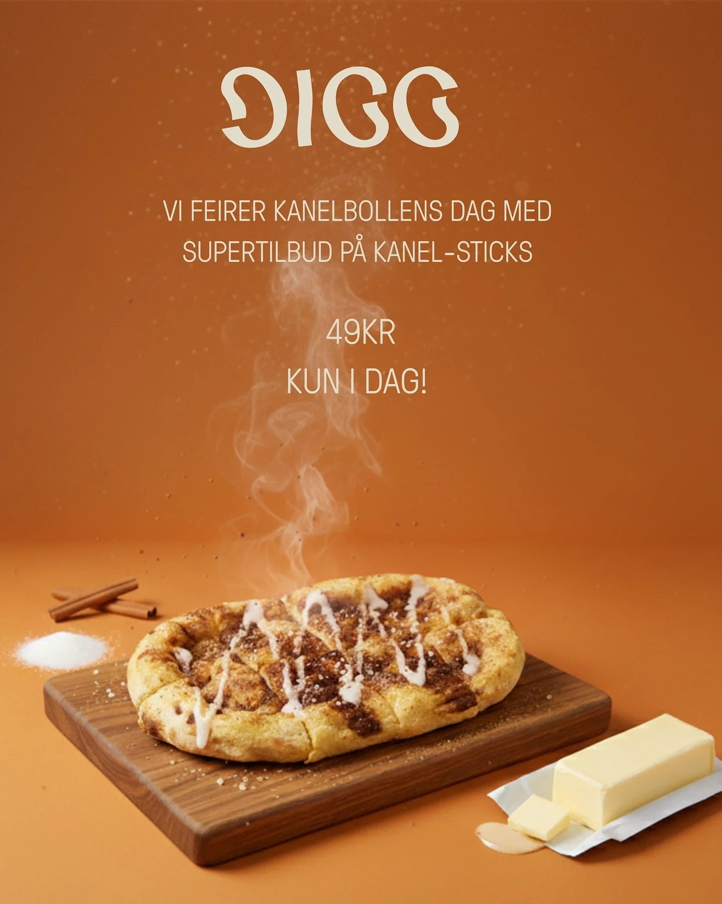 🎉I dag er det Kanelbollens dag!
Vi feirer med supertibud p&aring; Kanel-Sticks &ndash; kun 49kr 🧡

👉 Tilbudet gjelder kun i dag, s&aring; ta turen innom og f&aring; deg en digg pause!

#kanelbollensdag