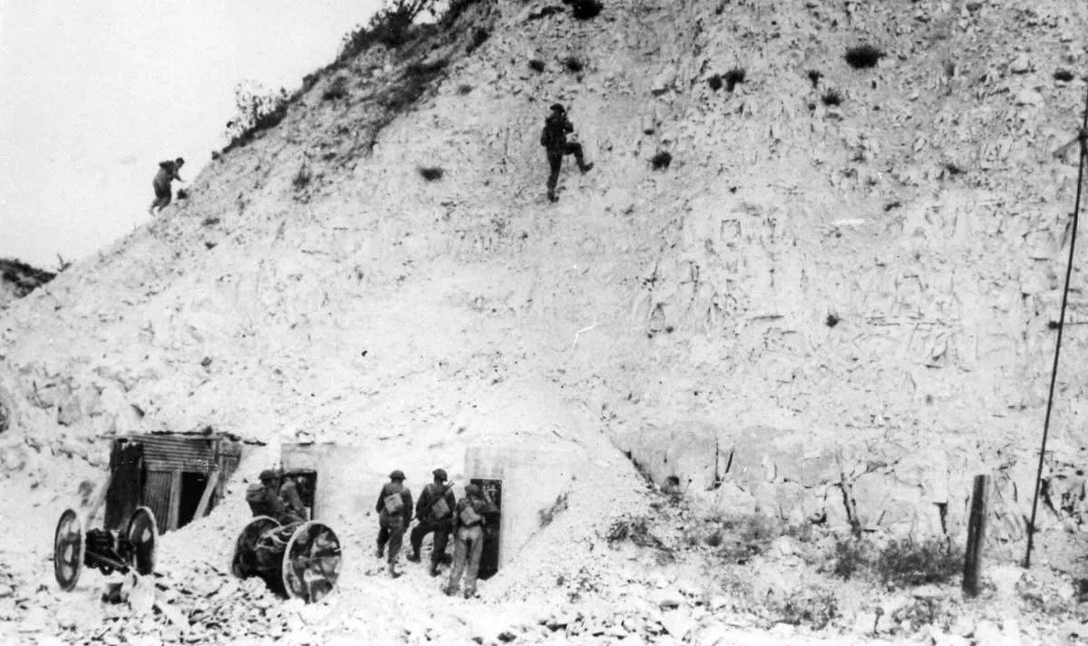 Home Guard practice scaling cliffs in 1940's Courtesy of the Cambridgeshire Collection. 1938-1942