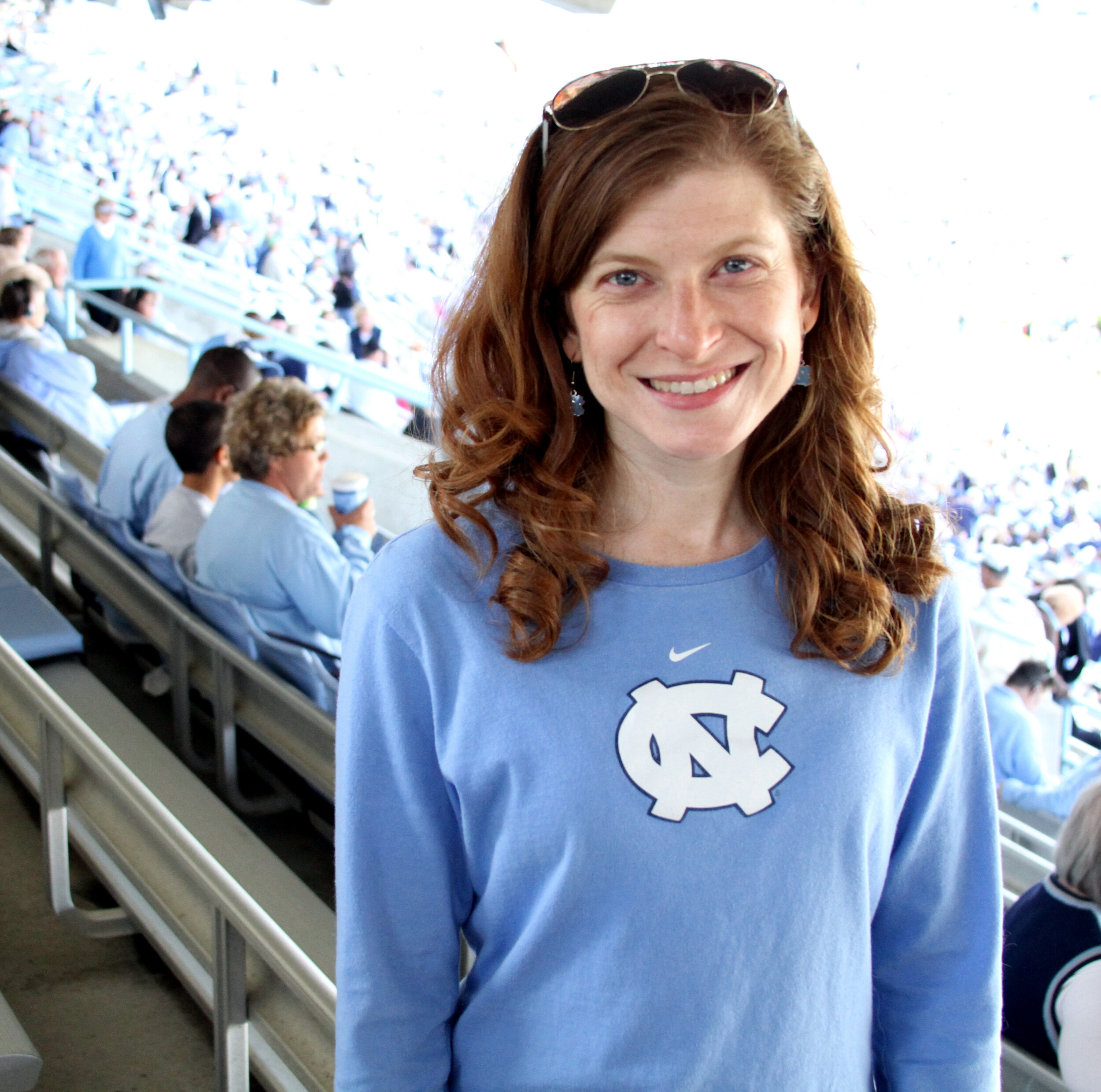 Bonnie cheering on her alma mater.