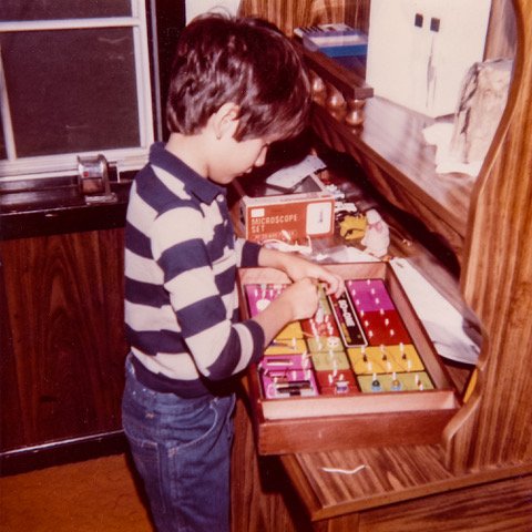 Young Mark with his 50-in-1 electronics set