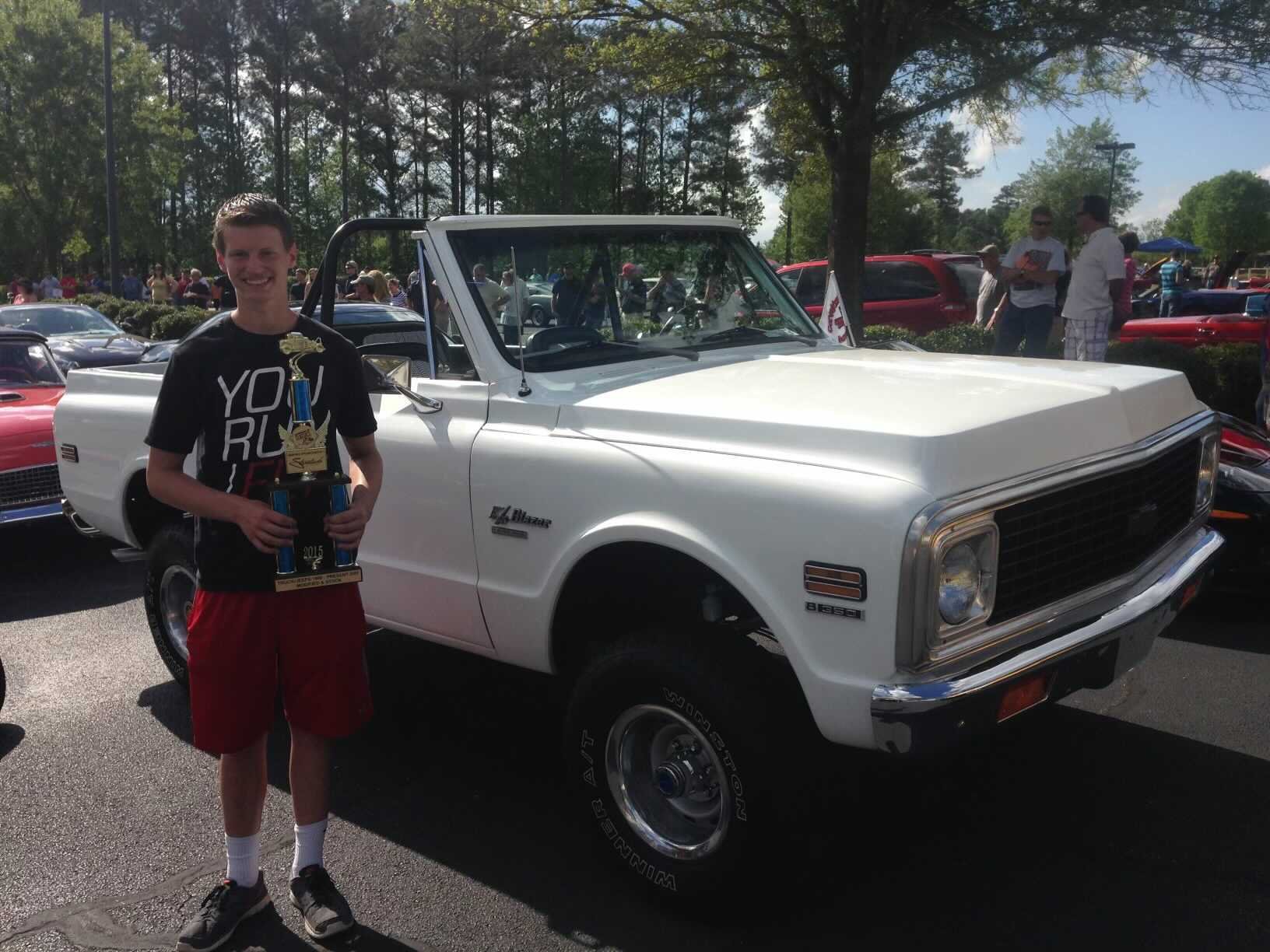 Cole with his award-winning 1972 Chevy K-5 Blazer, restored during his freshman year of high school.