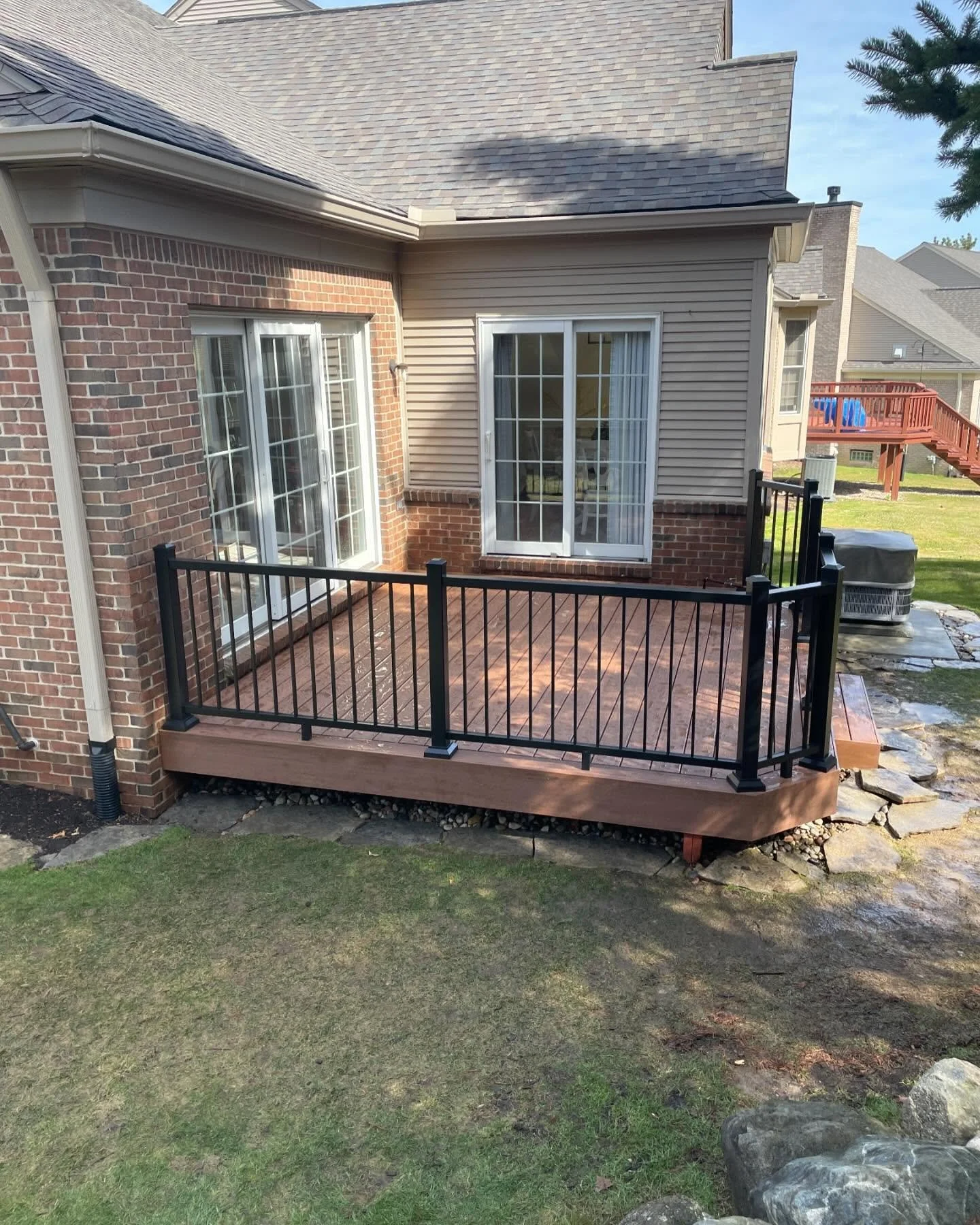 Here&rsquo;s the finished project! We&rsquo;ve taken this deck from wood to low-maintenance Timbertech Advanced PVC. Simple, clean, and built to enjoy 😎 #deckupgrade #buildingyouabetterdayoff #pvcdecking #timbertechdeck #builttolast