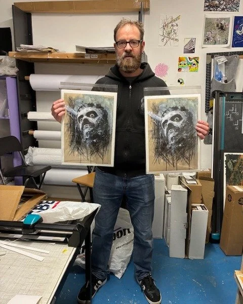 New client Gregg Davies @bloodyfunnyclown came into Bare Branding this afternoon to get some giclee prints of his acrylic and charcoal portrait of Lemmy. He is looking forward to getting more artwork printed and exploring options to sell his fantasti