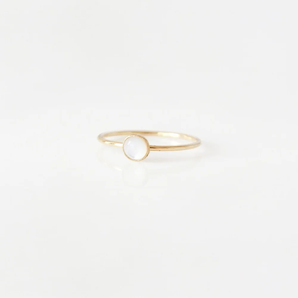 Bague Ethnique Faite Main En Pierre Nacrée (cabochon) - Argent Plaqué - Taille 5.5 - Neuf