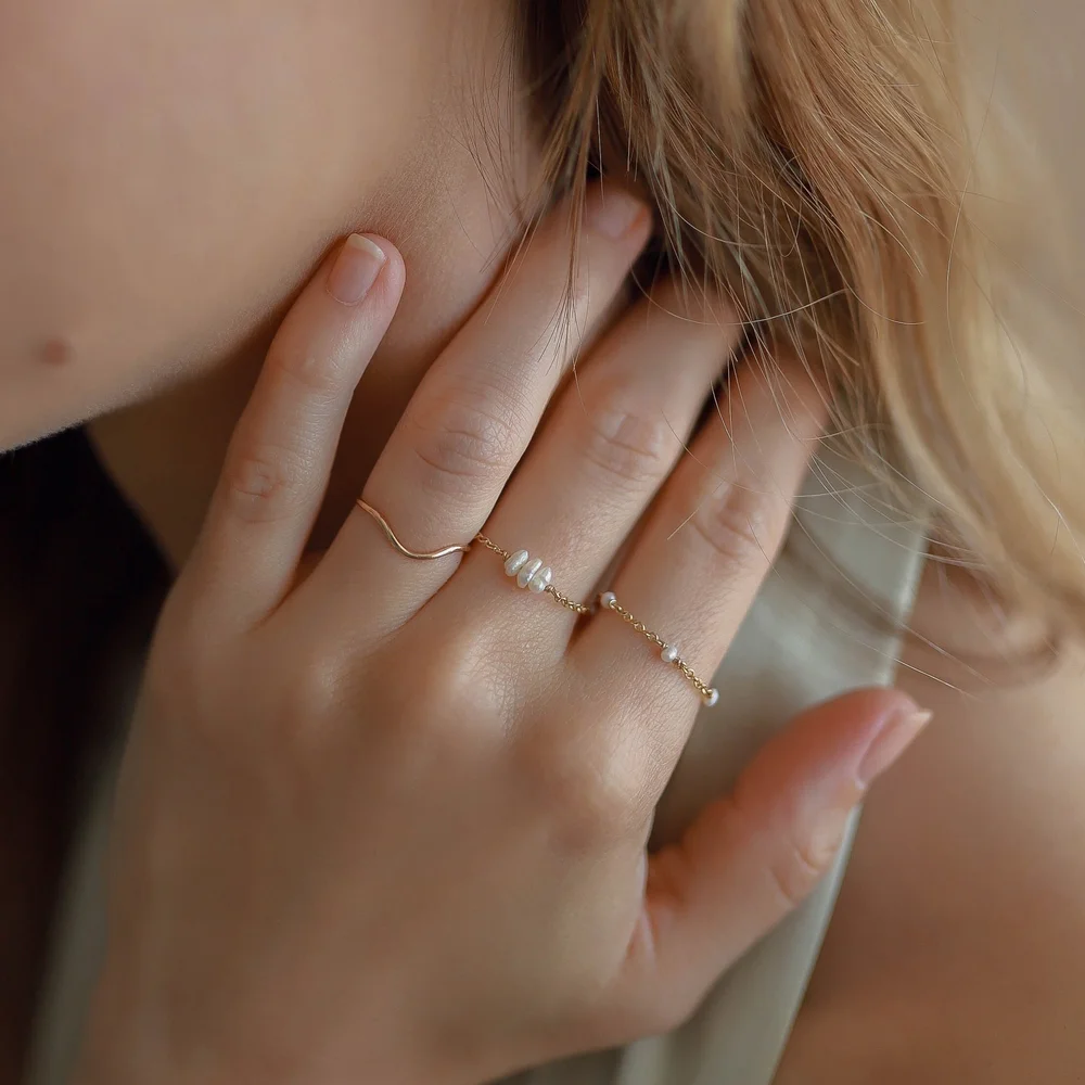 Bague perles keshi— Boho Stones Bijoux intemporels faits main