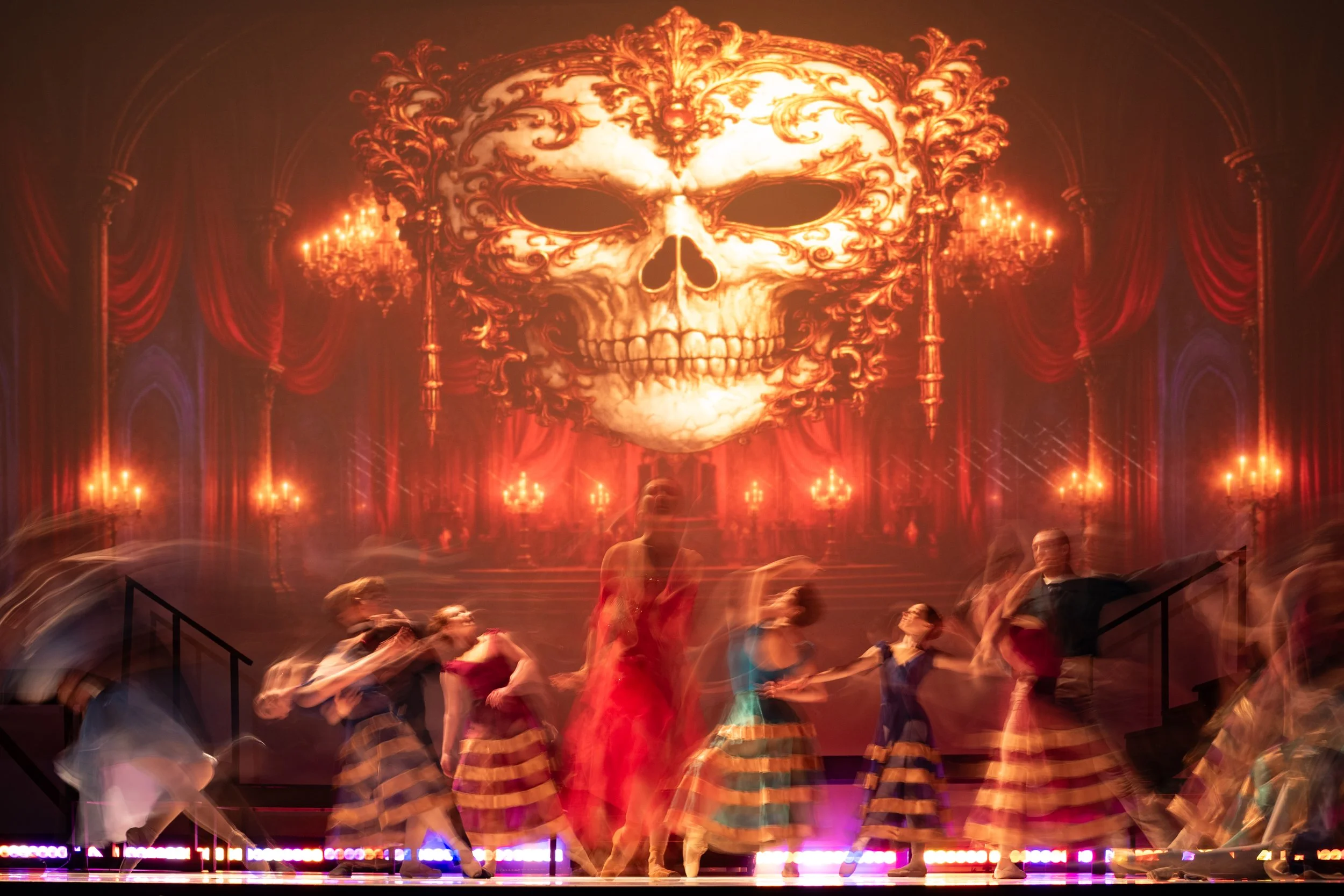 Long-exposure performance image from The Curious Life of Edgar Allan Poe