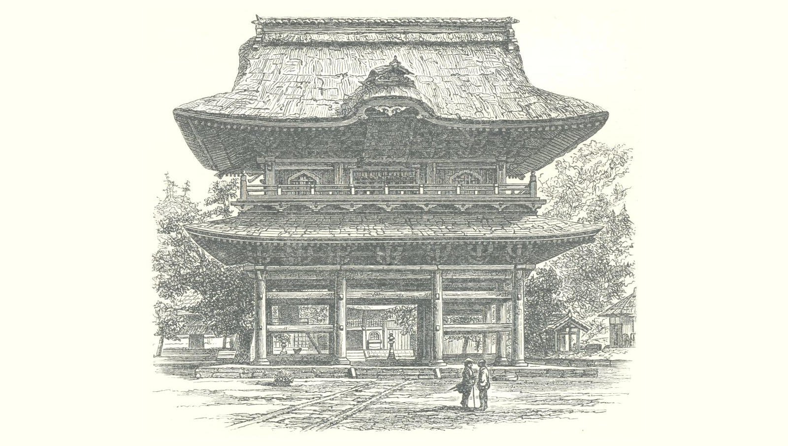 Illustration Temple Gateway at Isshinden - domaine public.jpg