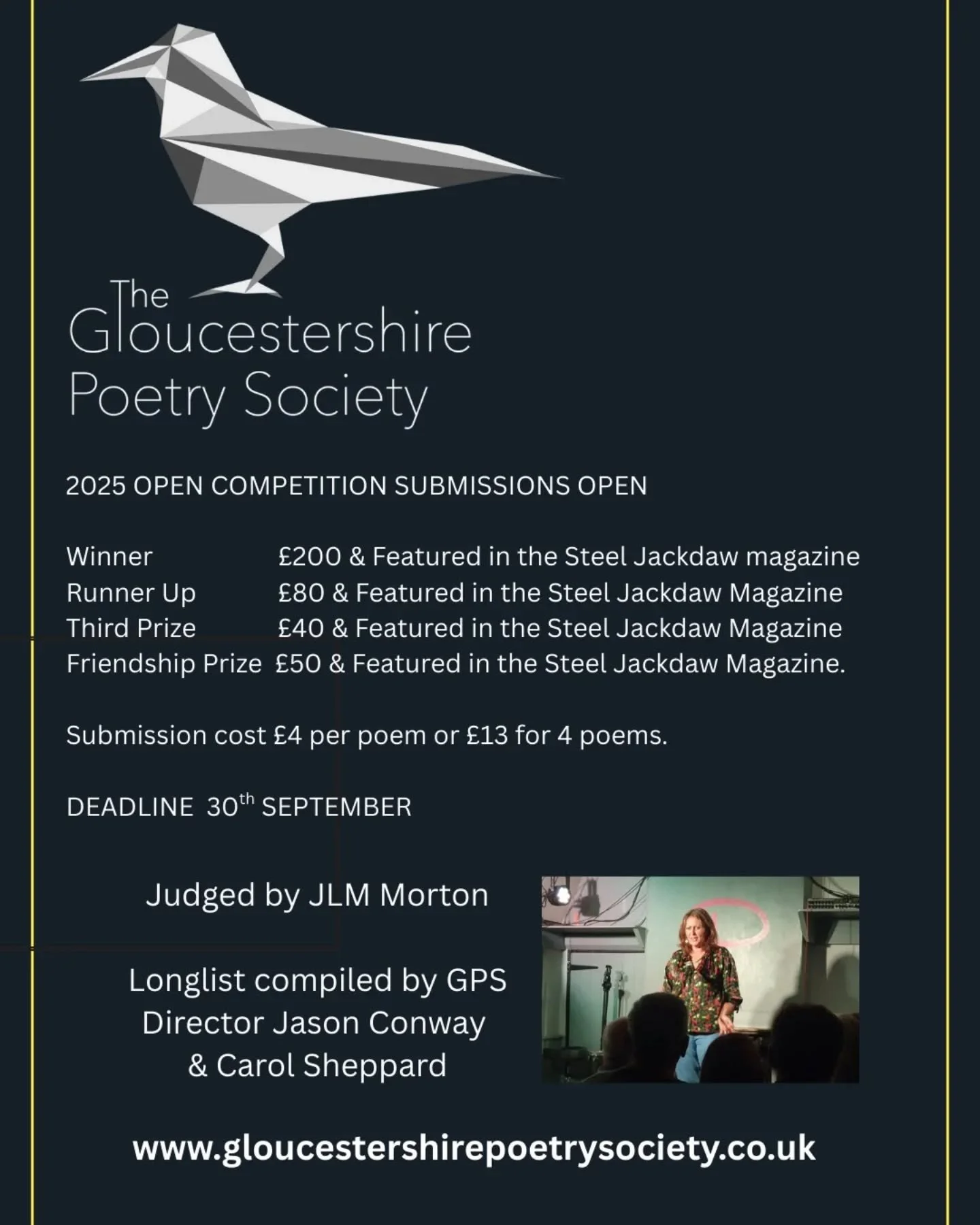Looking forward to judging this year's GPS open poetry competition - deadline for submissions 30th September. See www.gloucestershirepoetrysociety.co.uk for all the details #poetry #poetrycompetition #poetlife