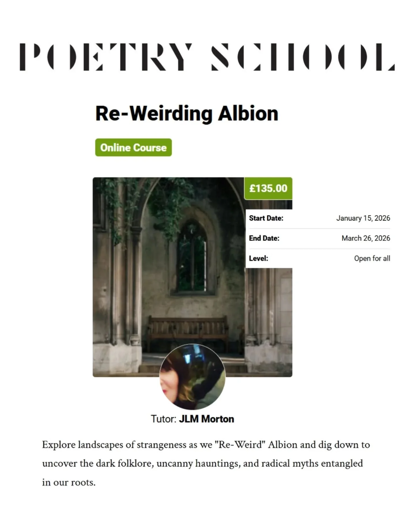 RE-WEIRDING ALBION 🌚 Explore landscapes of strangeness as we &quot;Re-Weird&quot; Albion and dig down to uncover the dark folklore, uncanny hauntings, and radical myths entangled in our roots.

&lsquo;The fate of our times is characterized by ration
