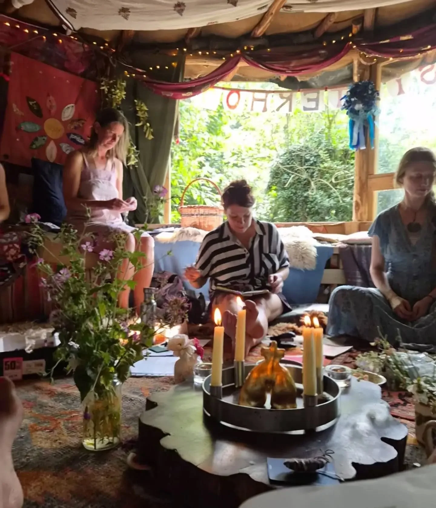 "The word menopause is not ugly. It&rsquo;s shamanic." ~ from 'Shape Shift' by Allyson Hallett 🐛 sitting in circle with other women this afternoon exploring midlife metamorphosis through poetry and the making of ritual objects at the beaut