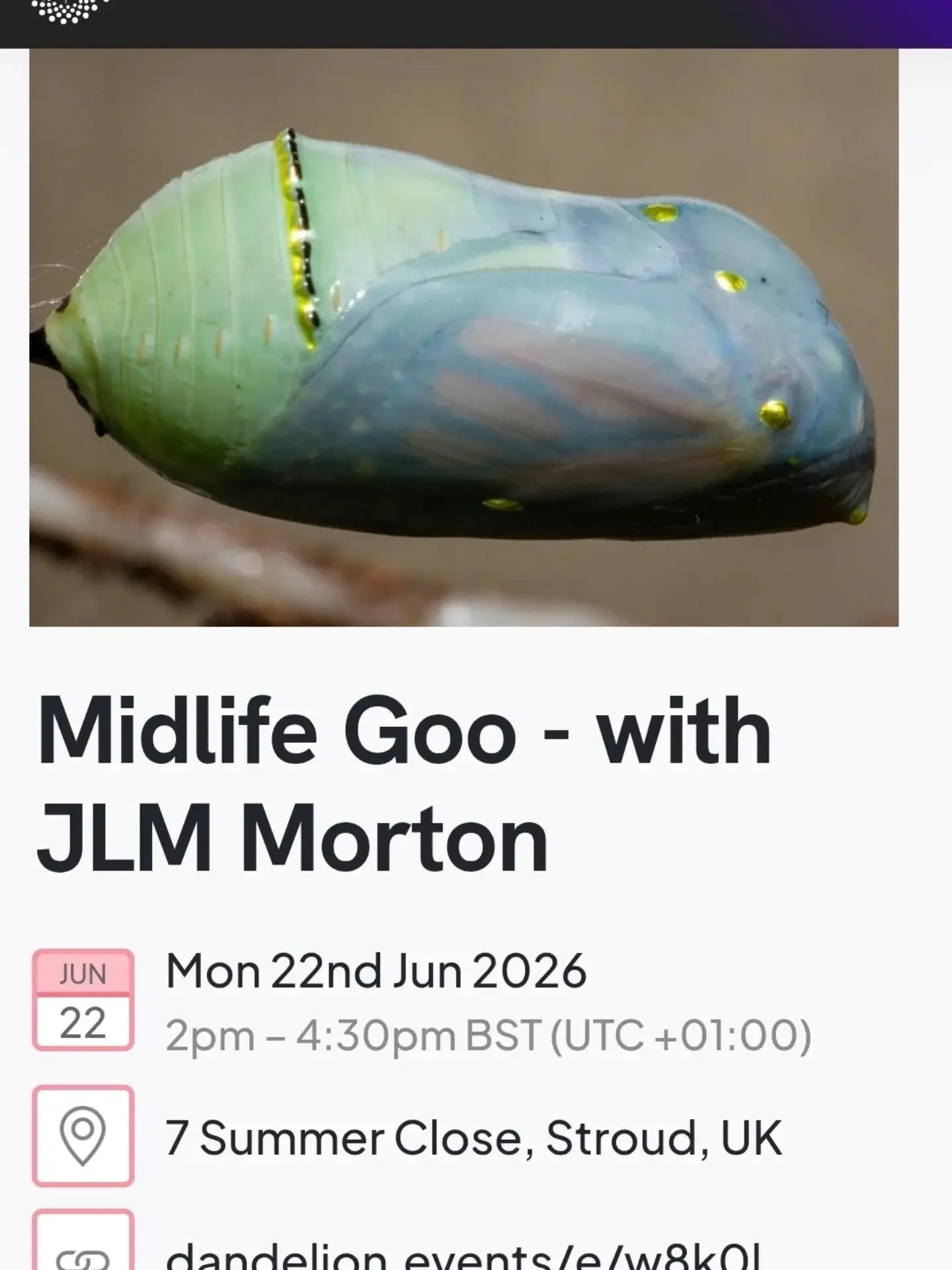 Coming up next week at the The Red Hearth in Stroud! Tickets on a sliding scale &pound;7-20. 

&lsquo;When a caterpillar is ready for the next stage of its life, it finds a quiet and safe place and spins itself into a cocoon or chrysalis. Then, the c