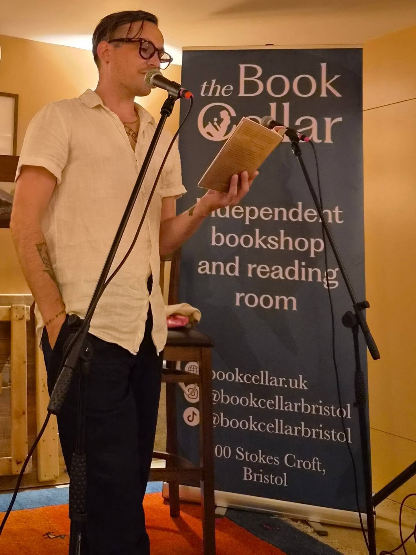 Biggest of shouts to a man like Andrew Hykel Mears - launching his brilliant new pamphlet Rivering tonight at @bookcellarbristol 🖤 Love letter to language, fatherhood and the sacred ecologies of water 💧 Go buy it from @scarlettigerpress and support