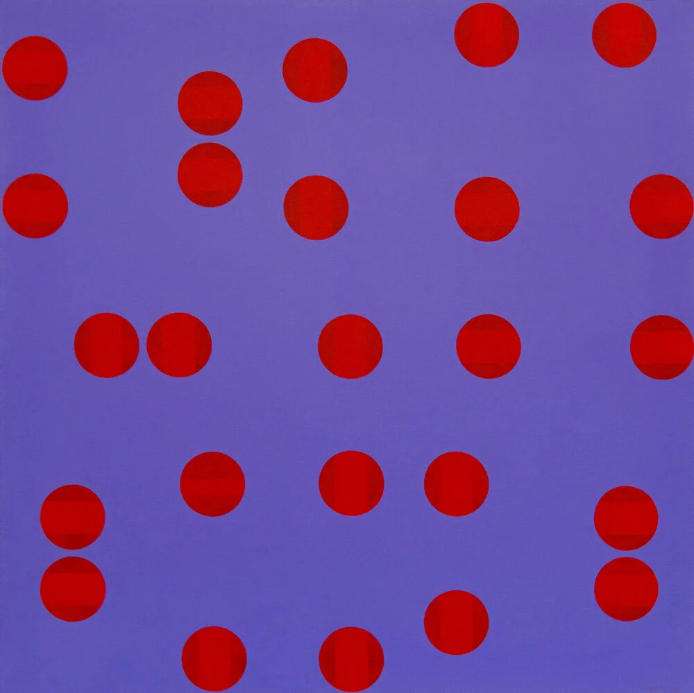    ROUGE SUR MAUVE  1968, acrylique sur toile, 122 x 122 cm 