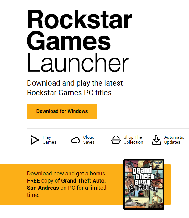 Download the new Rockstar Games Launcher and get GTA: San Andreas free