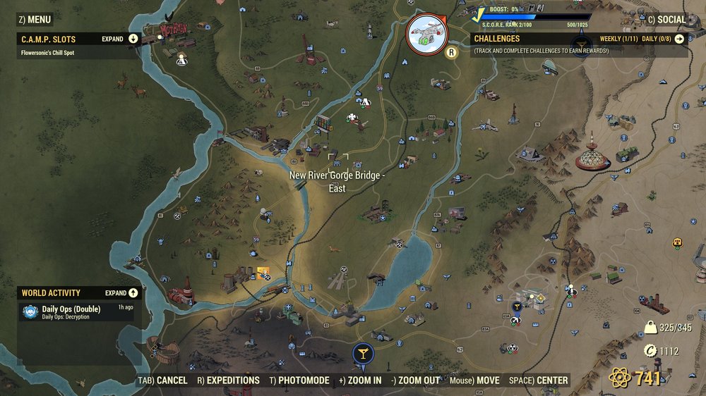 Fallout 76 New River Gorge Bridge East on the map.jpg