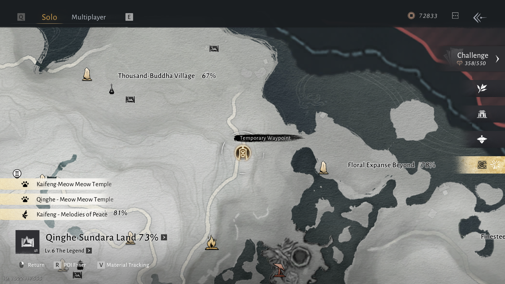 Map of Inkewll Fan - Sanctum between Floral Expanse Beyond and Thousand Buddha Village