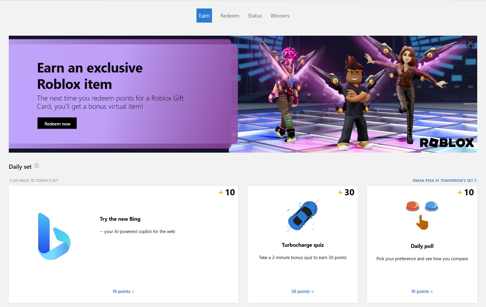 Microsoft rewards - Roblox