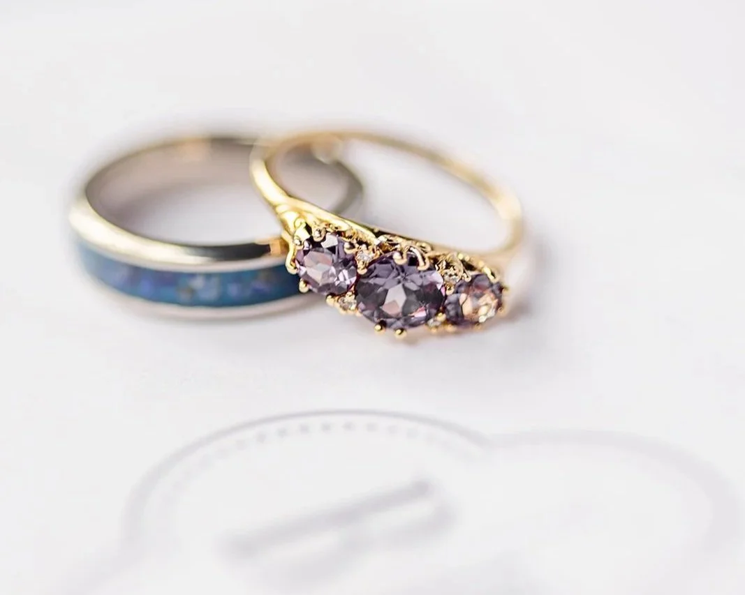 bride and groom wedding rings