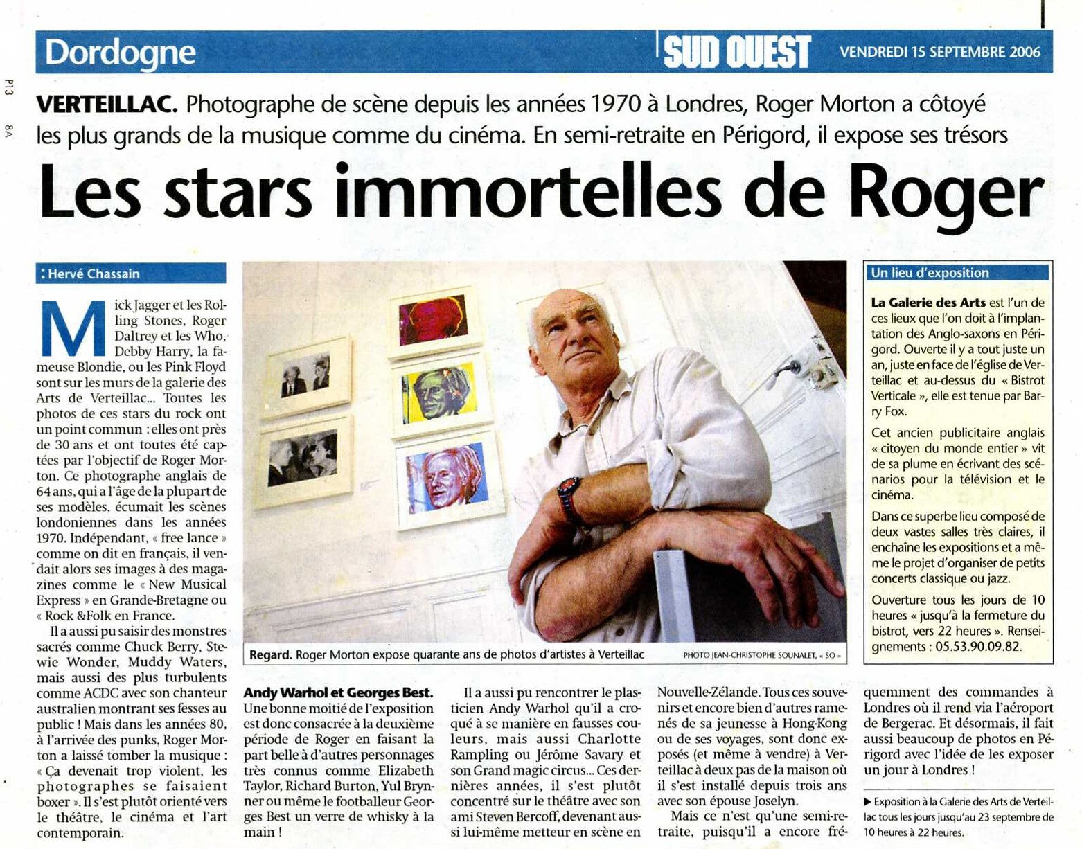 Story about Roger Morton's solo exhibion.