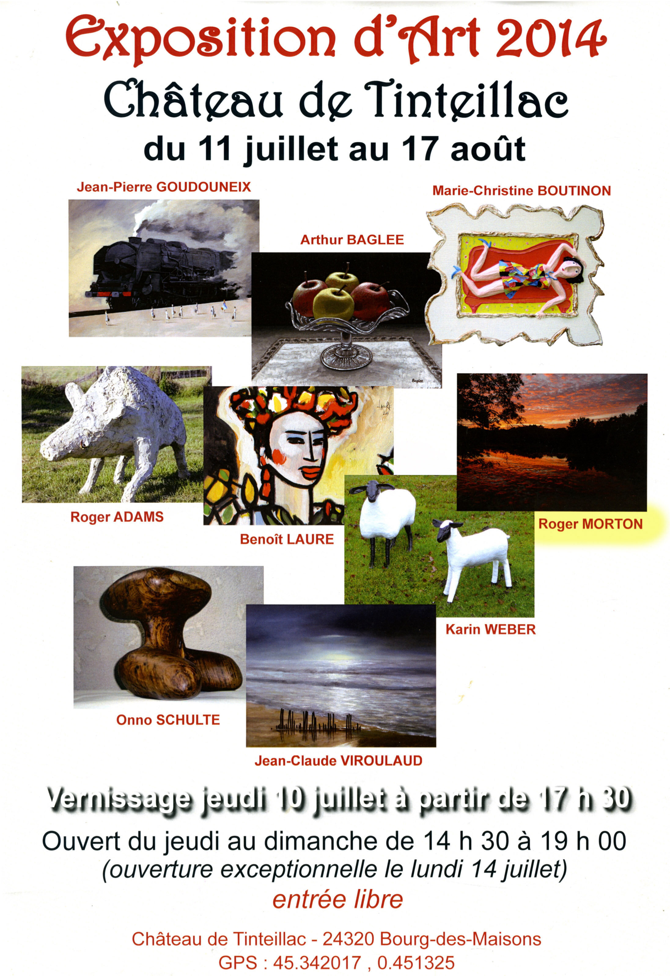 Poster for group exhibition at Chateau Tinteillac, Dordogne, France