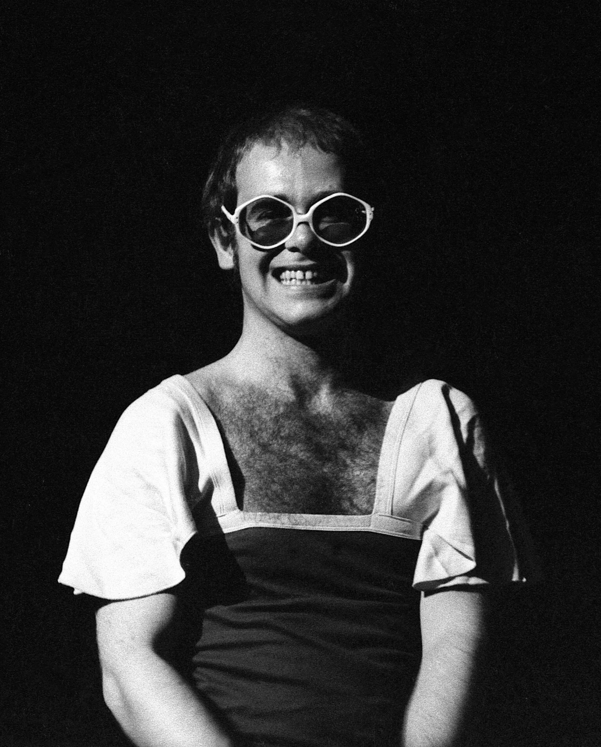Elton John in an early concert at the Fairfield Halls, Croydon, London.