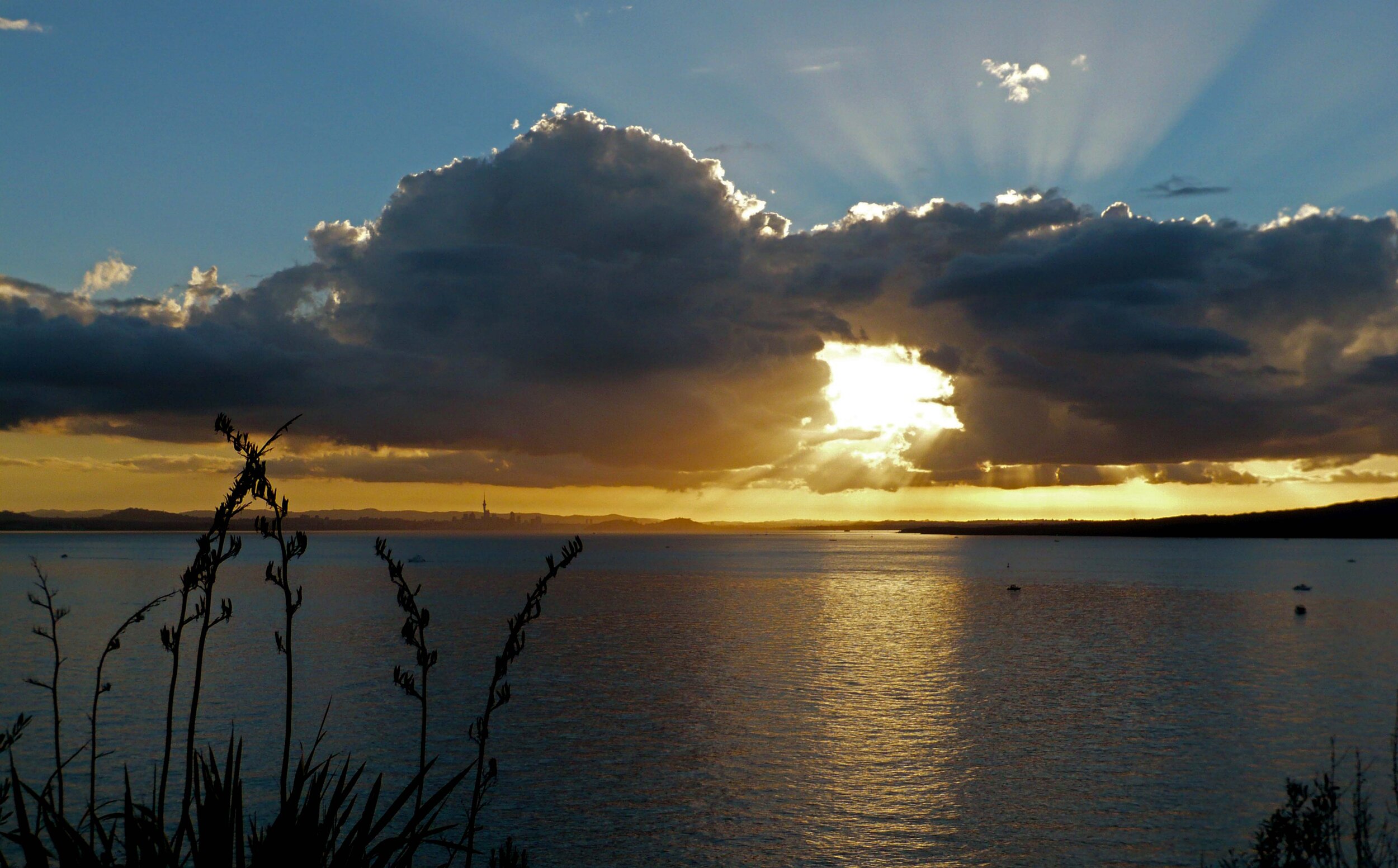 Auckland, New Zealand. Sunset from Motoihe.