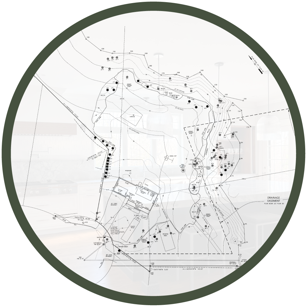topographical site survey depicting existing conditions site context for home in the north shore of Boston