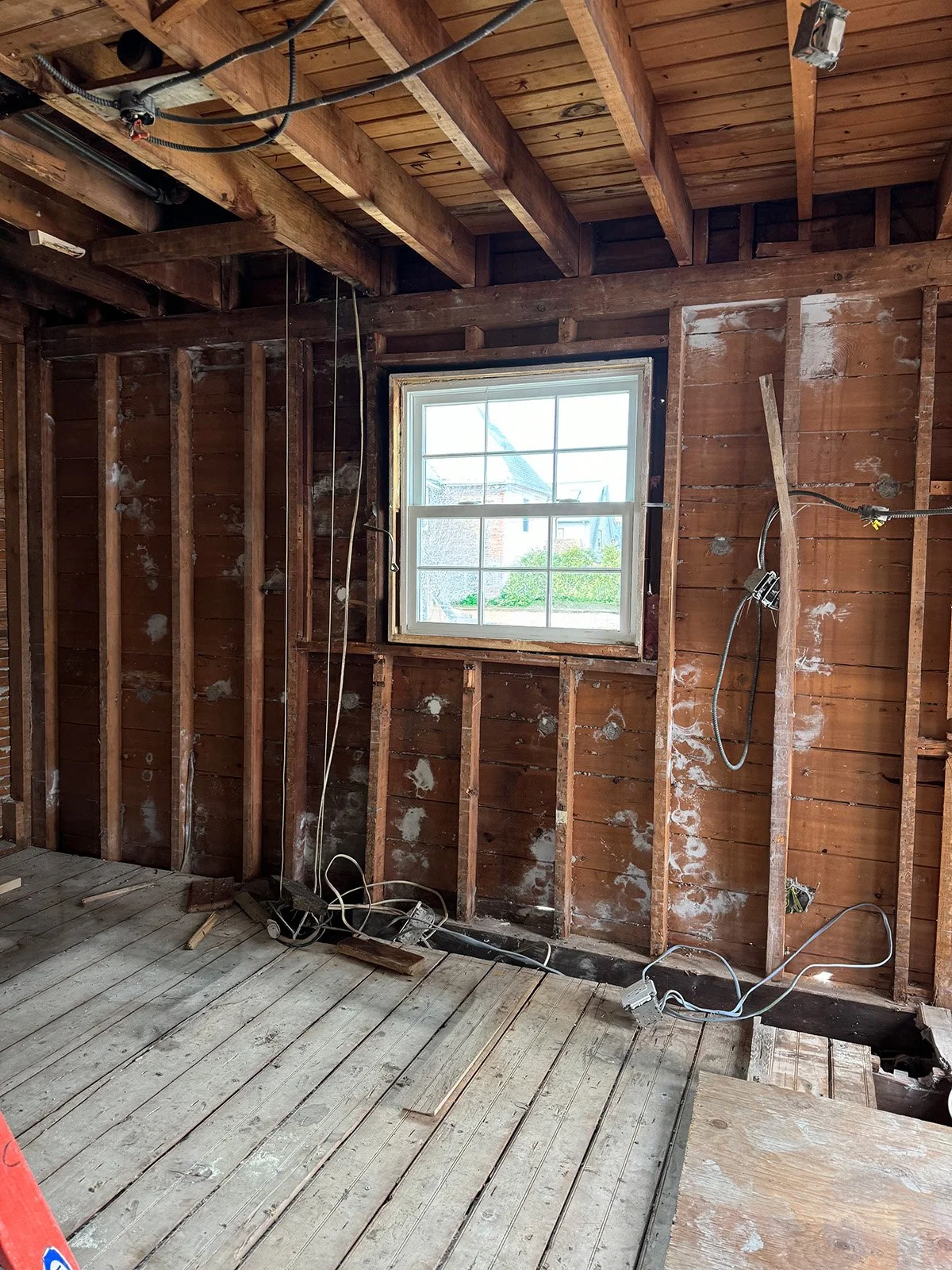 Demotion phase of construction in a Dutch colonial Medford home before the addition