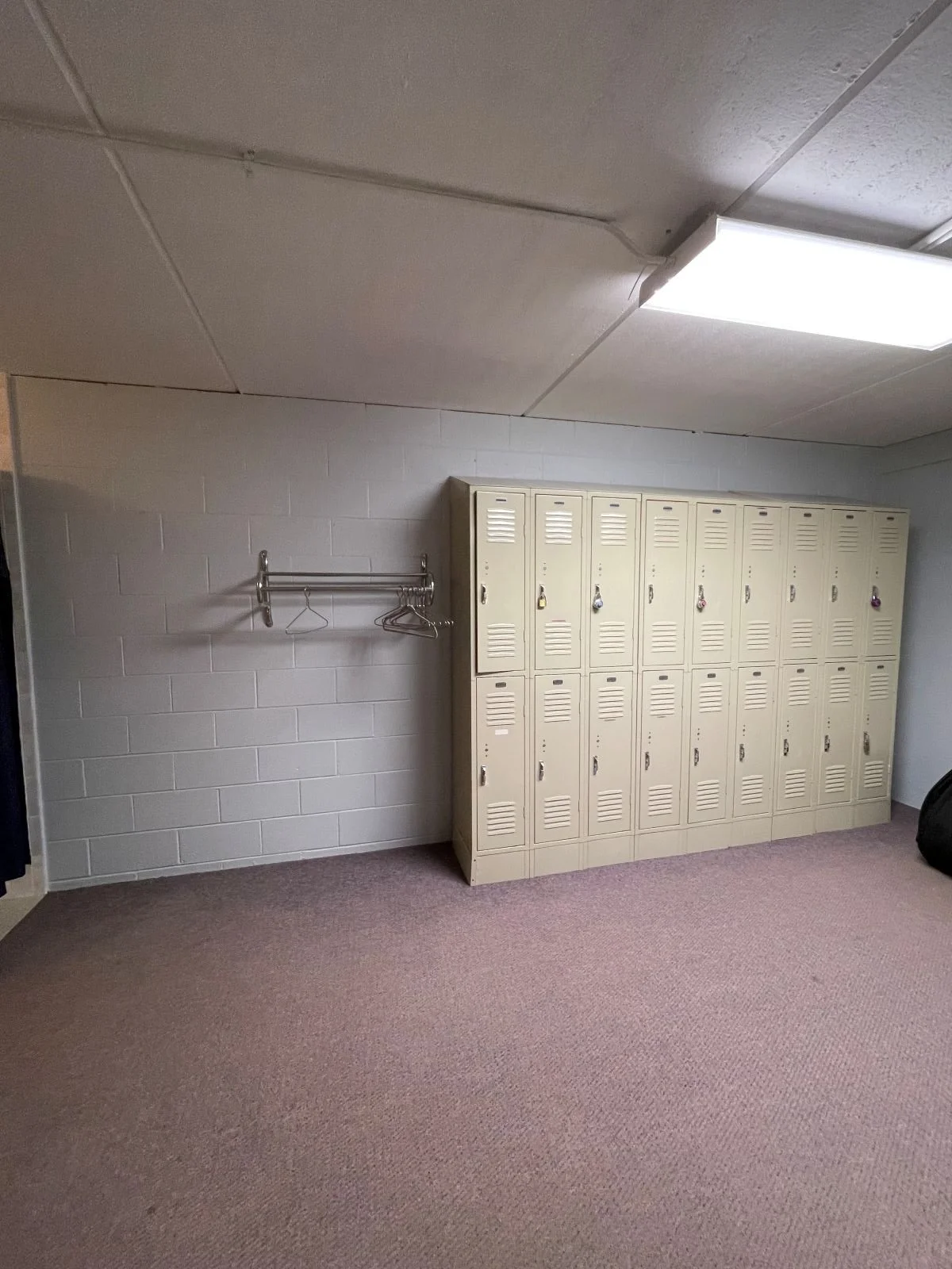 Existing locker systems prior to locker room renovation at Woburn Racquet Club