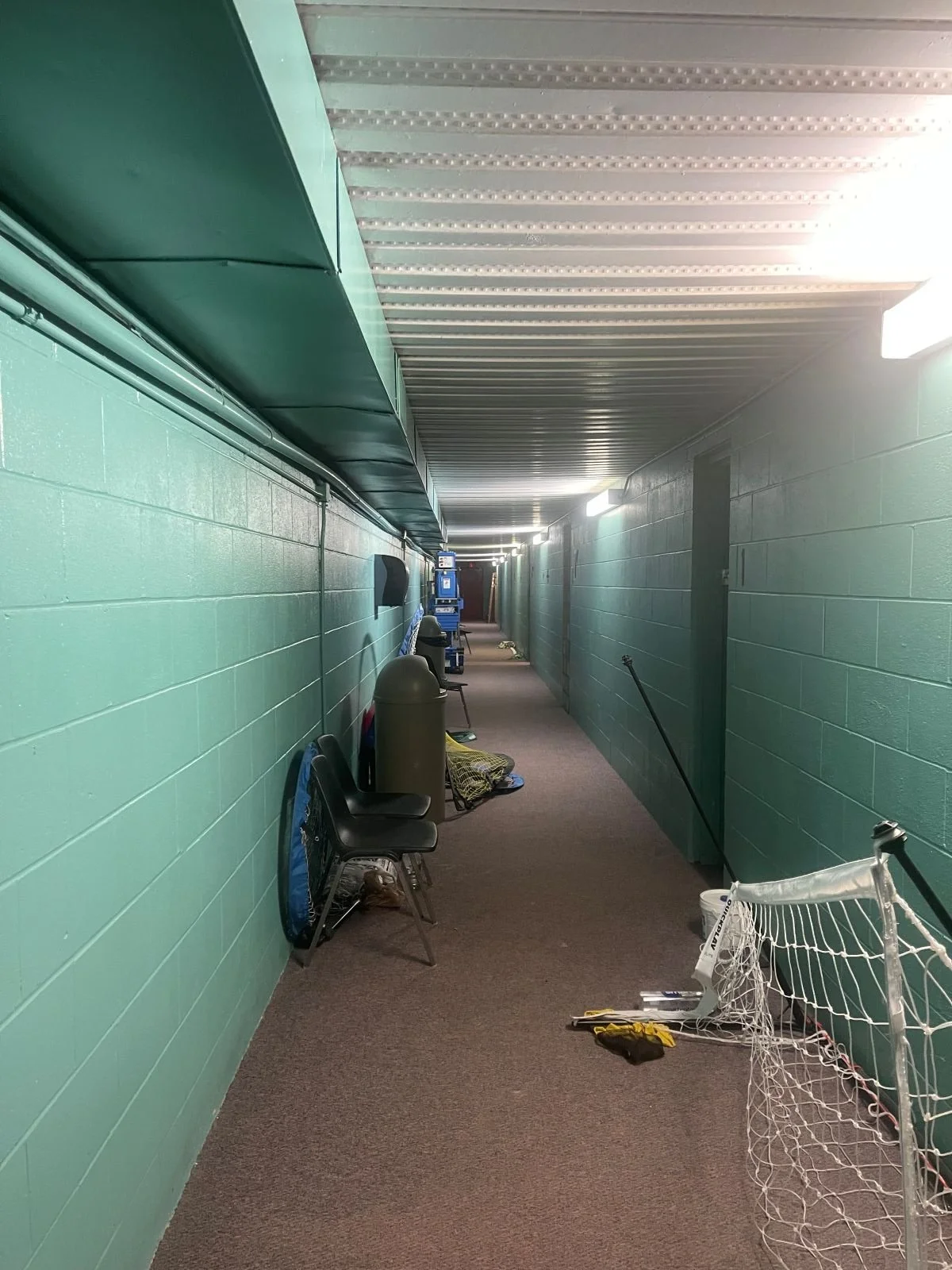 original teal racquetball hallway