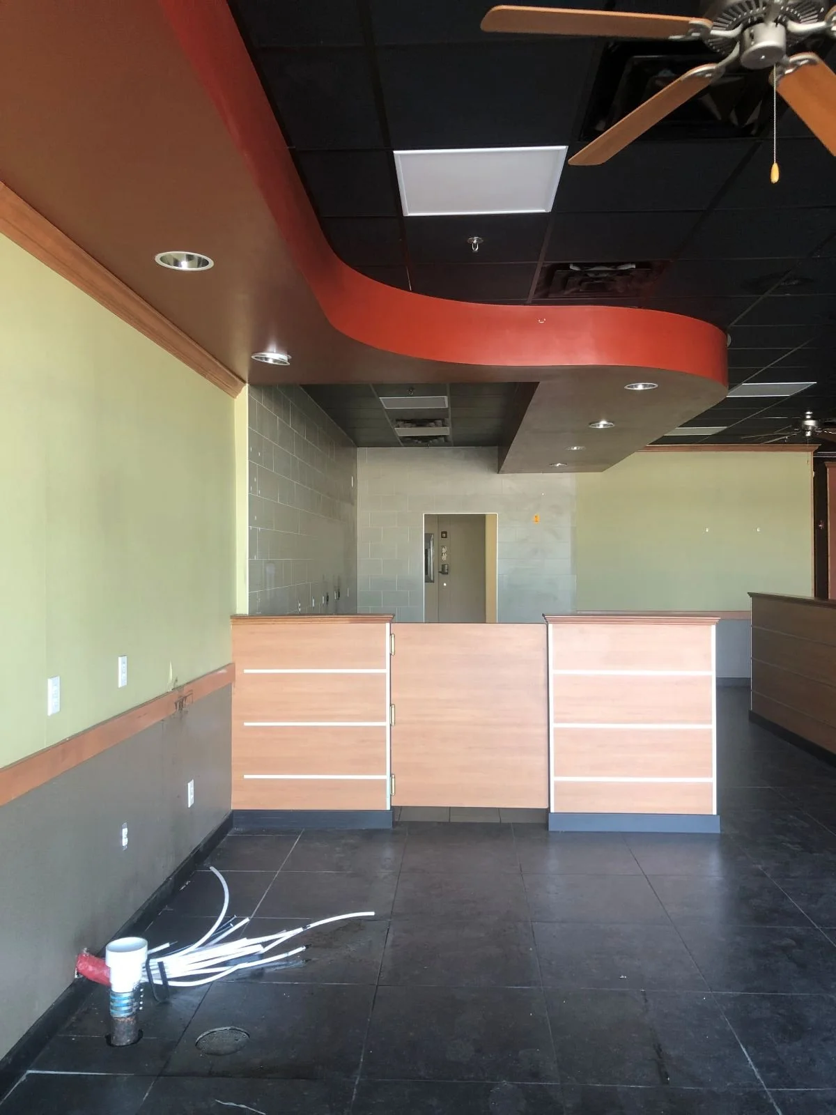 existing interior of vacant Subway restaurant prior to coffee shop fit out