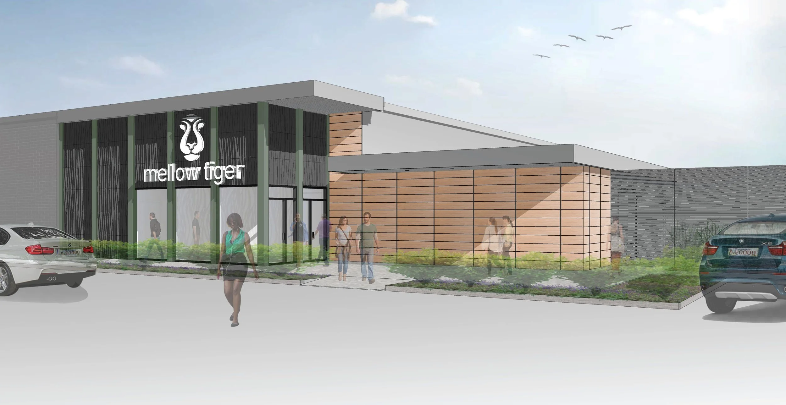 Exterior rendering of proposed cannabis facility for special permitting review.
